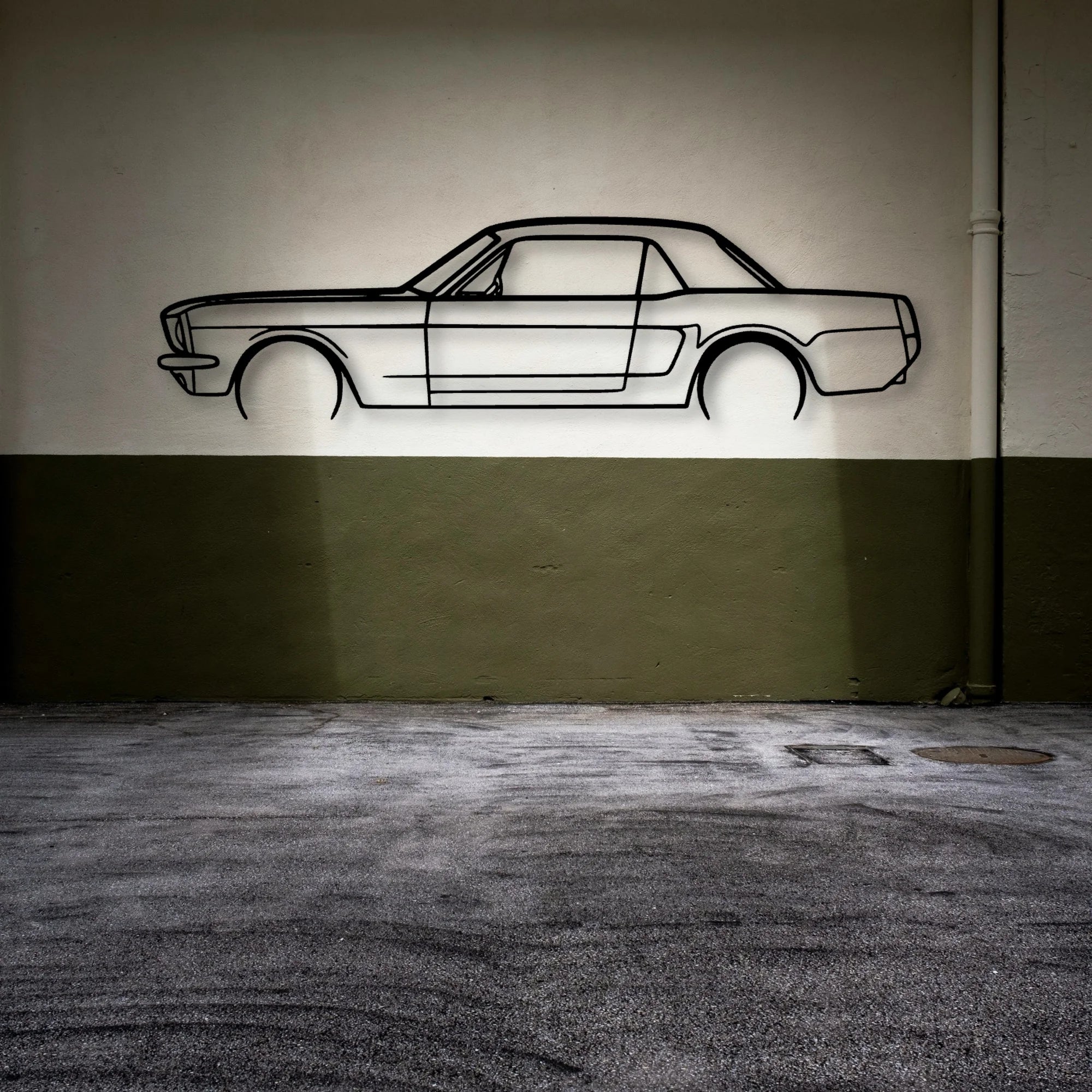 Mustang Coupe 1964 Classic Silhouette Metal Wall Art - Automotive Garage Decor