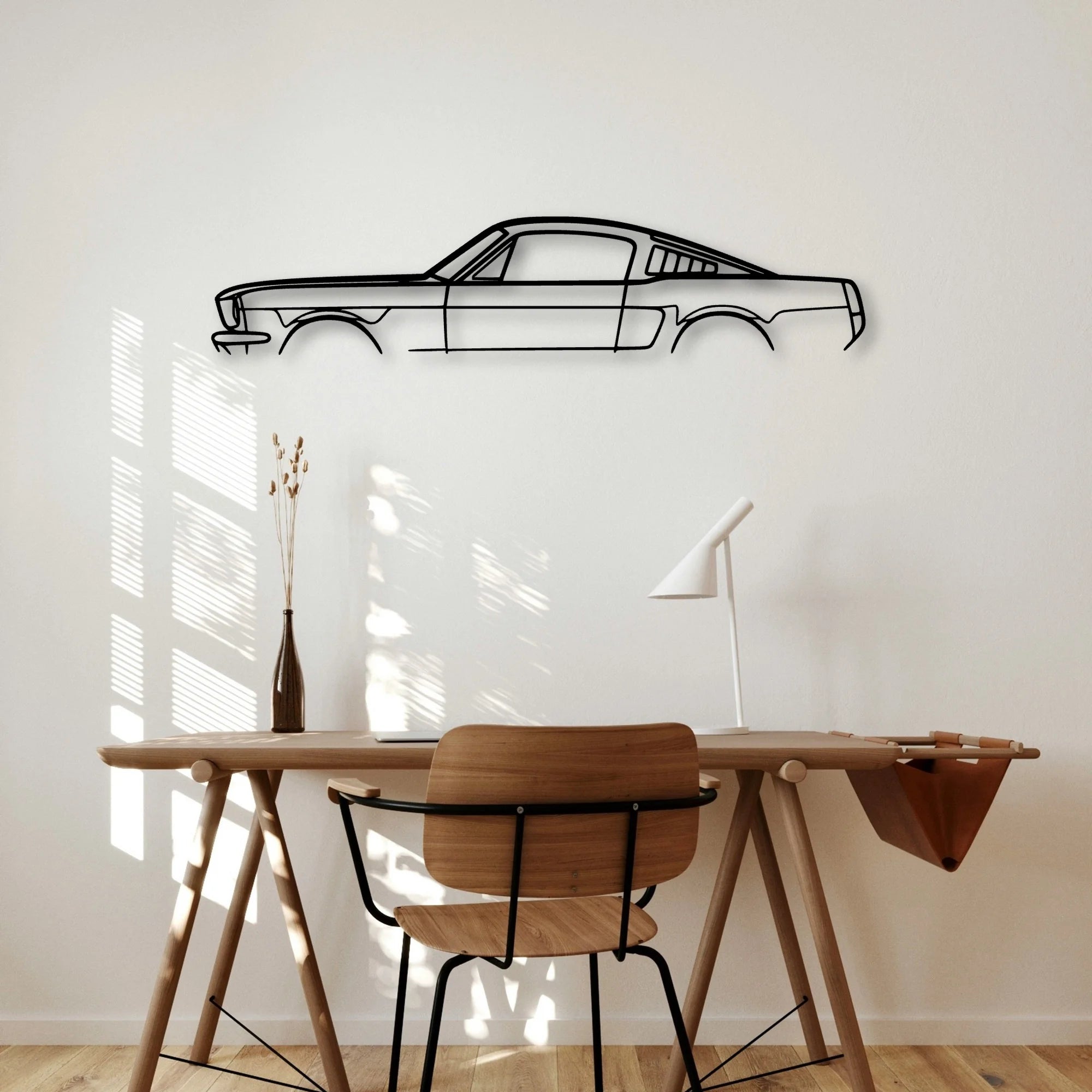 Mustang Fastback 1966 Classic Silhouette Metal Wall Art - Automotive Garage Decor