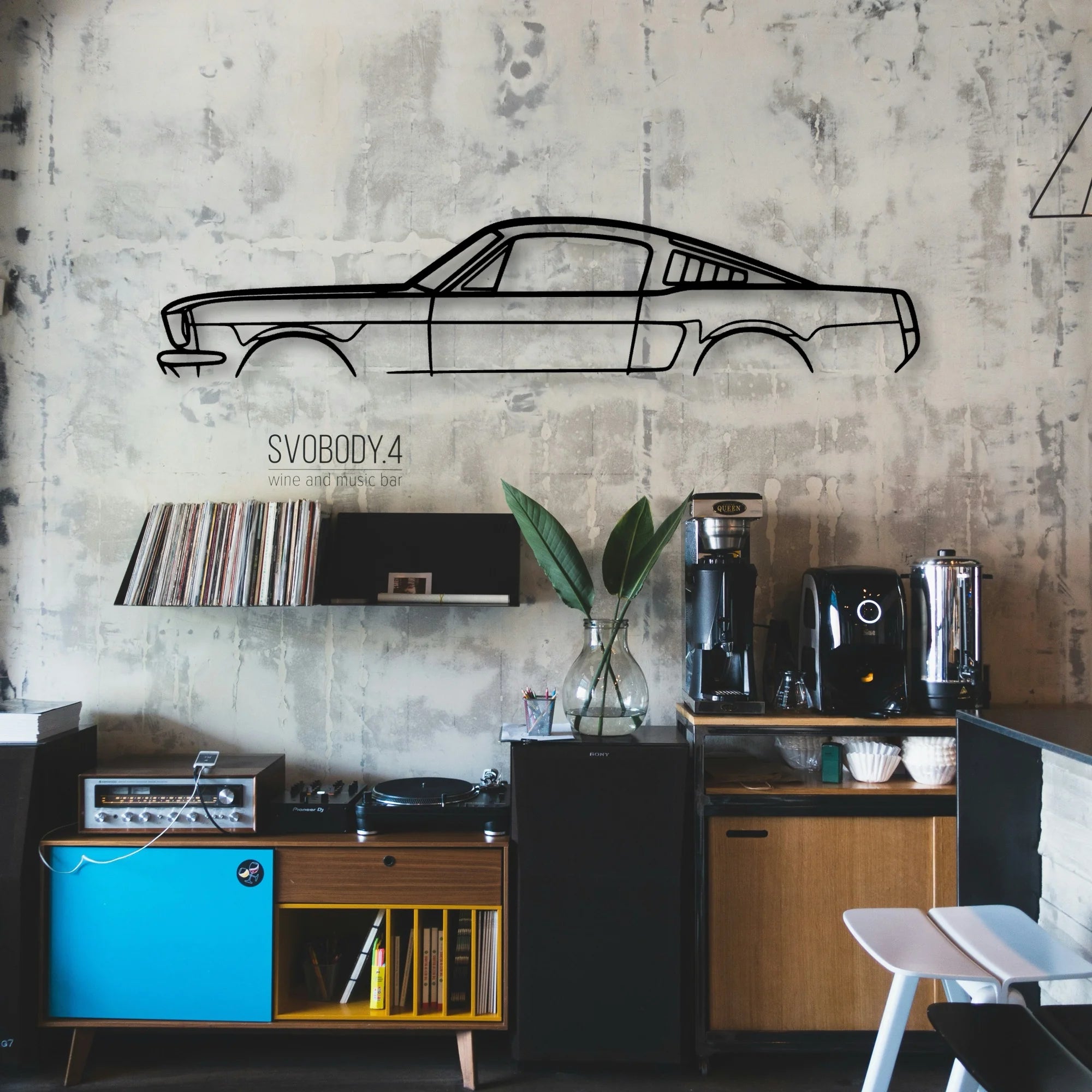 Mustang Fastback 1966 Classic Silhouette Metal Wall Art - Automotive Garage Decor