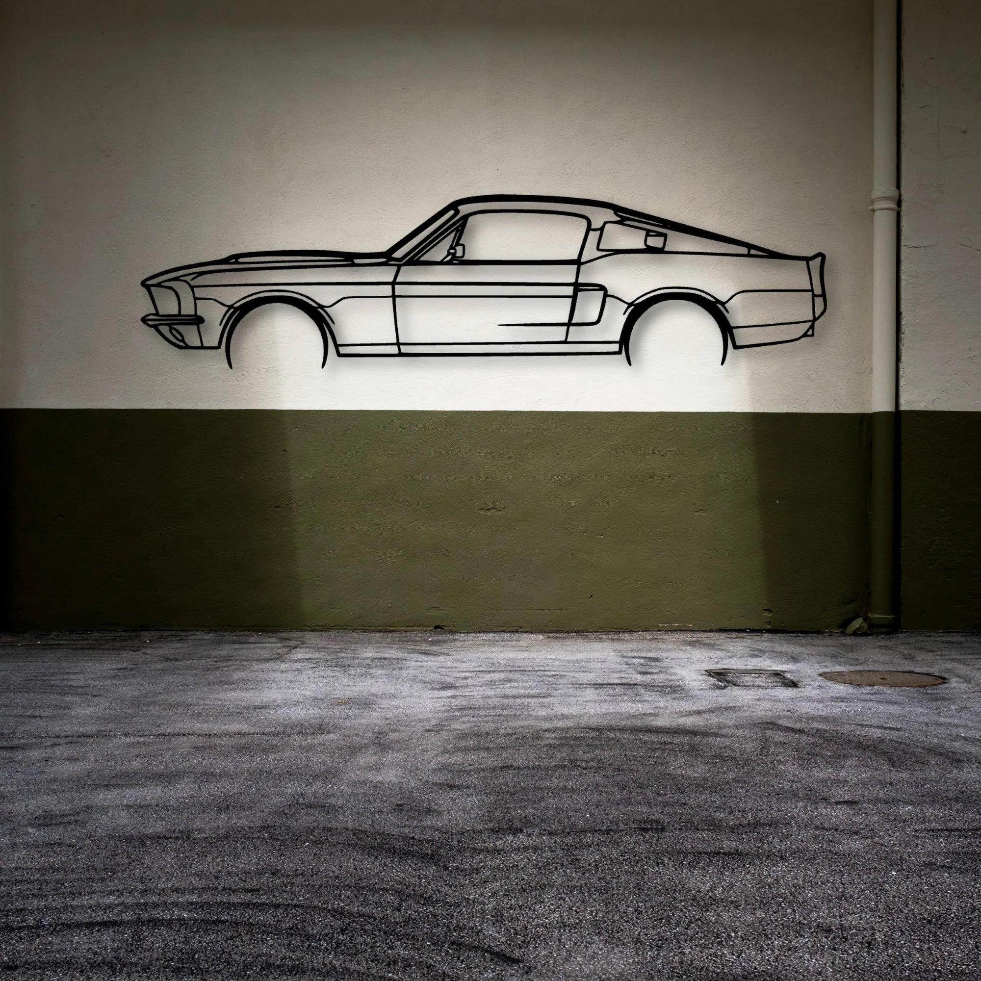 Mustang GT500 1967 Classic Silhouette Metal Wall Art - Automotive Garage Decor