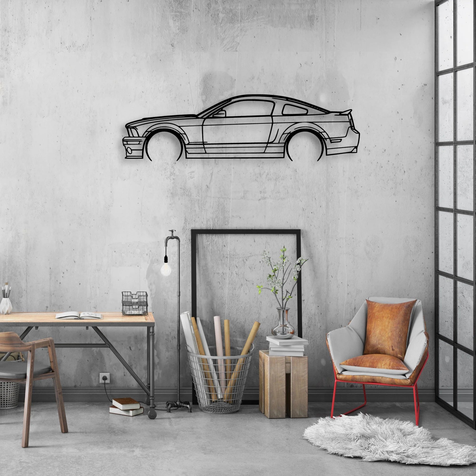 Mustang GT500 2008 Classic Silhouette Metal Wall Art - Automotive Garage Decor