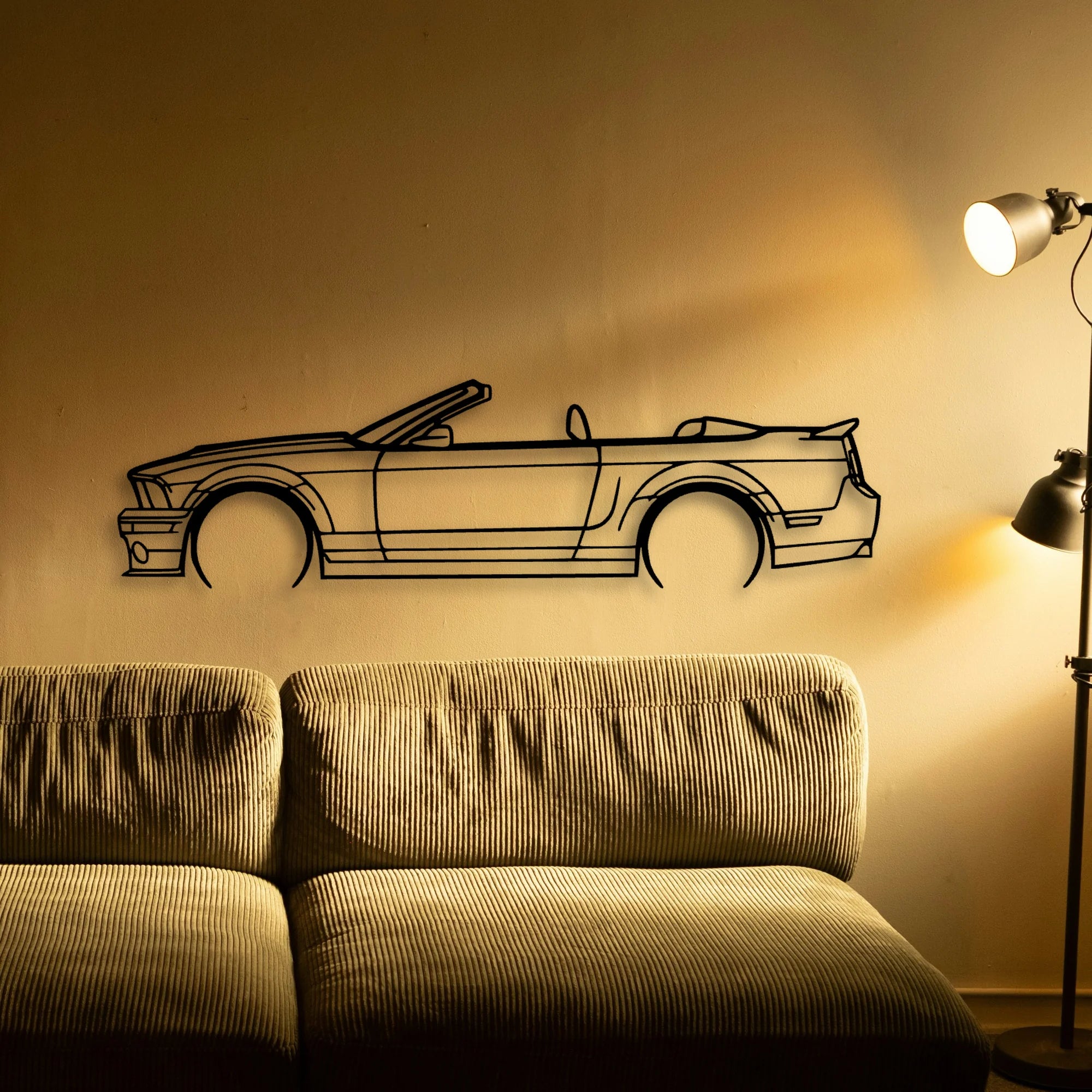 Mustang GT500 2008 Cabrio Classic Silhouette Metal Wall Art - Automotive Garage Decor