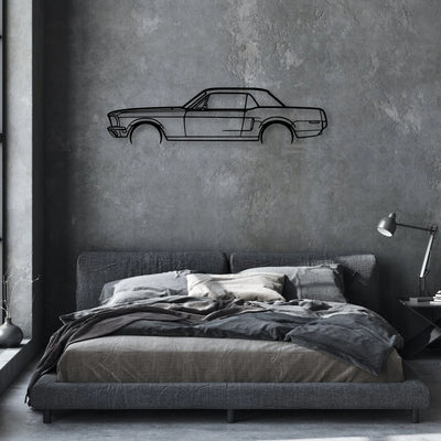 Mustang GT 1968 Classic Silhouette Metal Wall Art - Automotive Garage Decor
