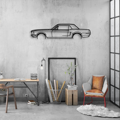 Mustang GT 1968 Classic Silhouette Metal Wall Art - Automotive Garage Decor