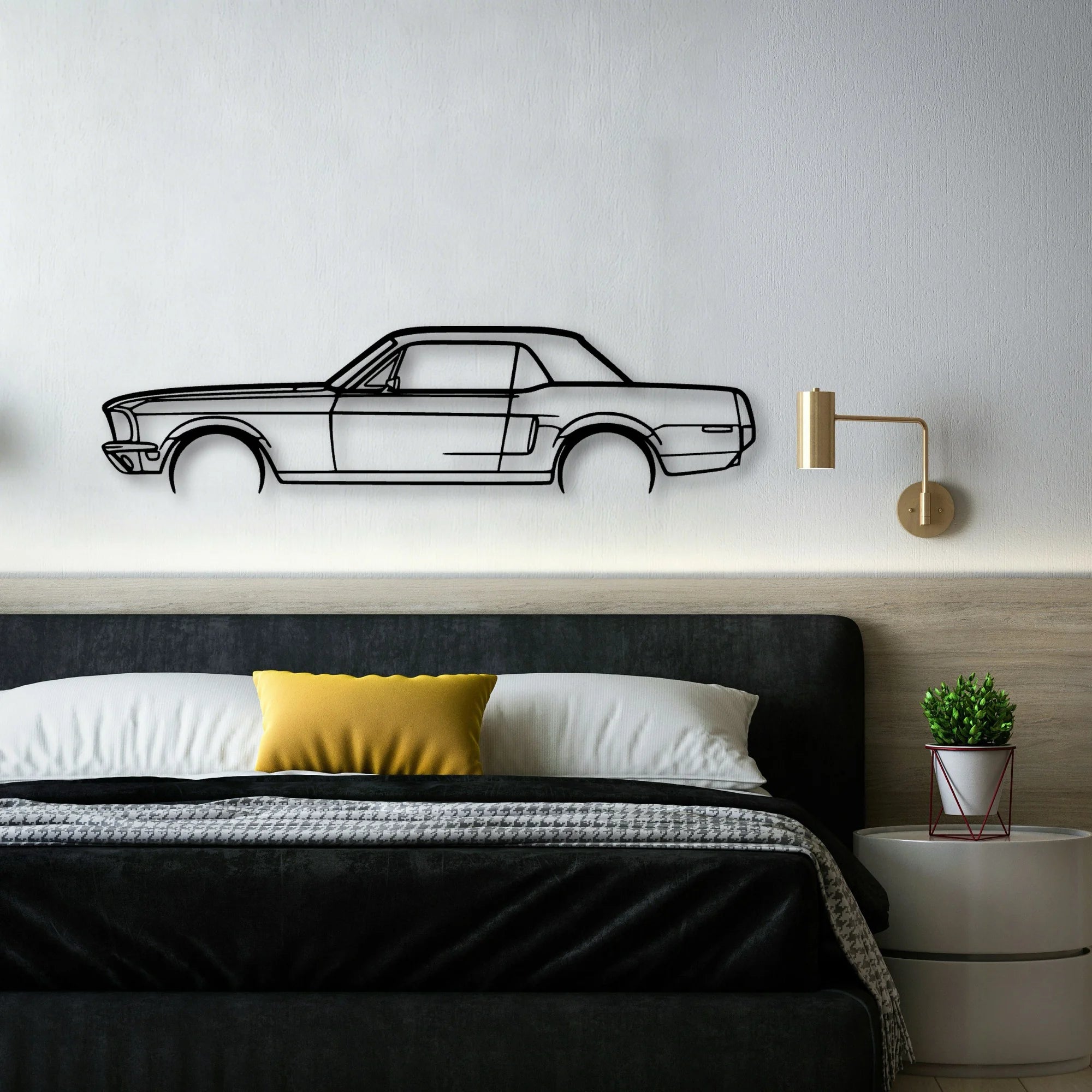 Mustang GT 1968 Classic Silhouette Metal Wall Art - Automotive Garage Decor