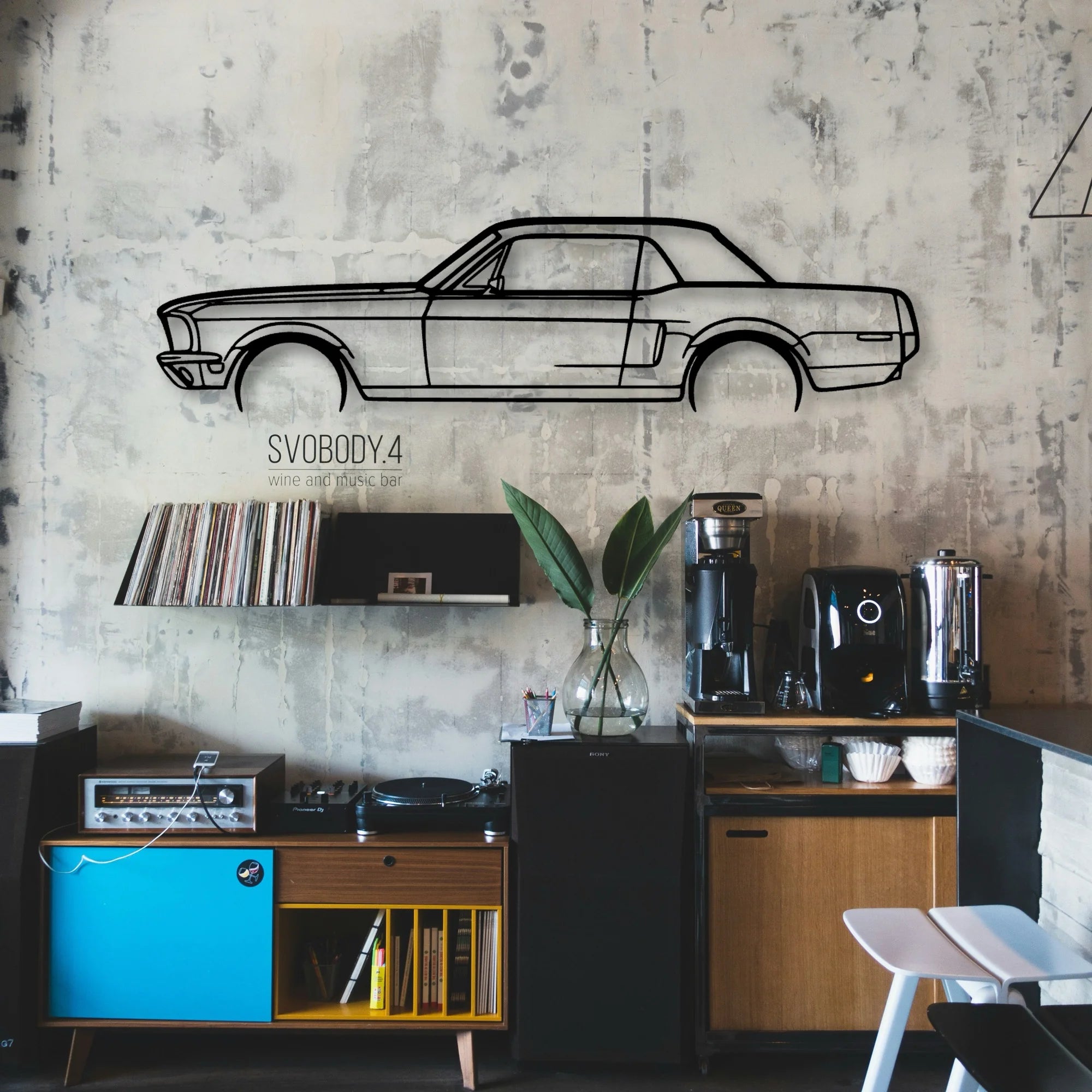 Mustang GT 1968 Classic Silhouette Metal Wall Art - Automotive Garage Decor