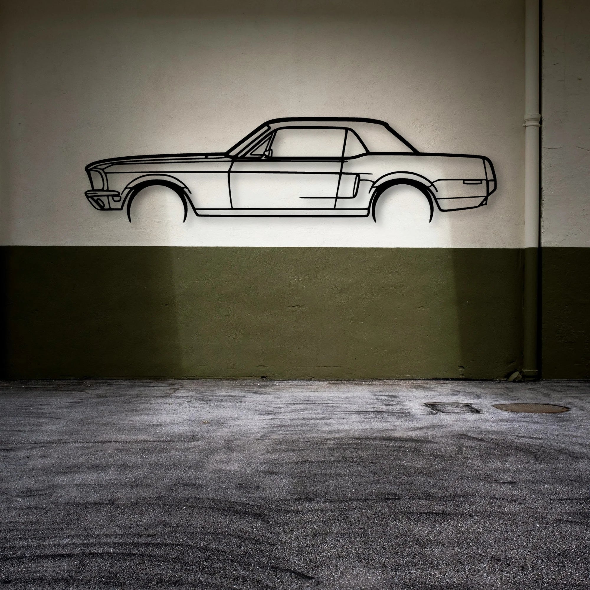 Mustang GT 1968 Classic Silhouette Metal Wall Art - Automotive Garage Decor
