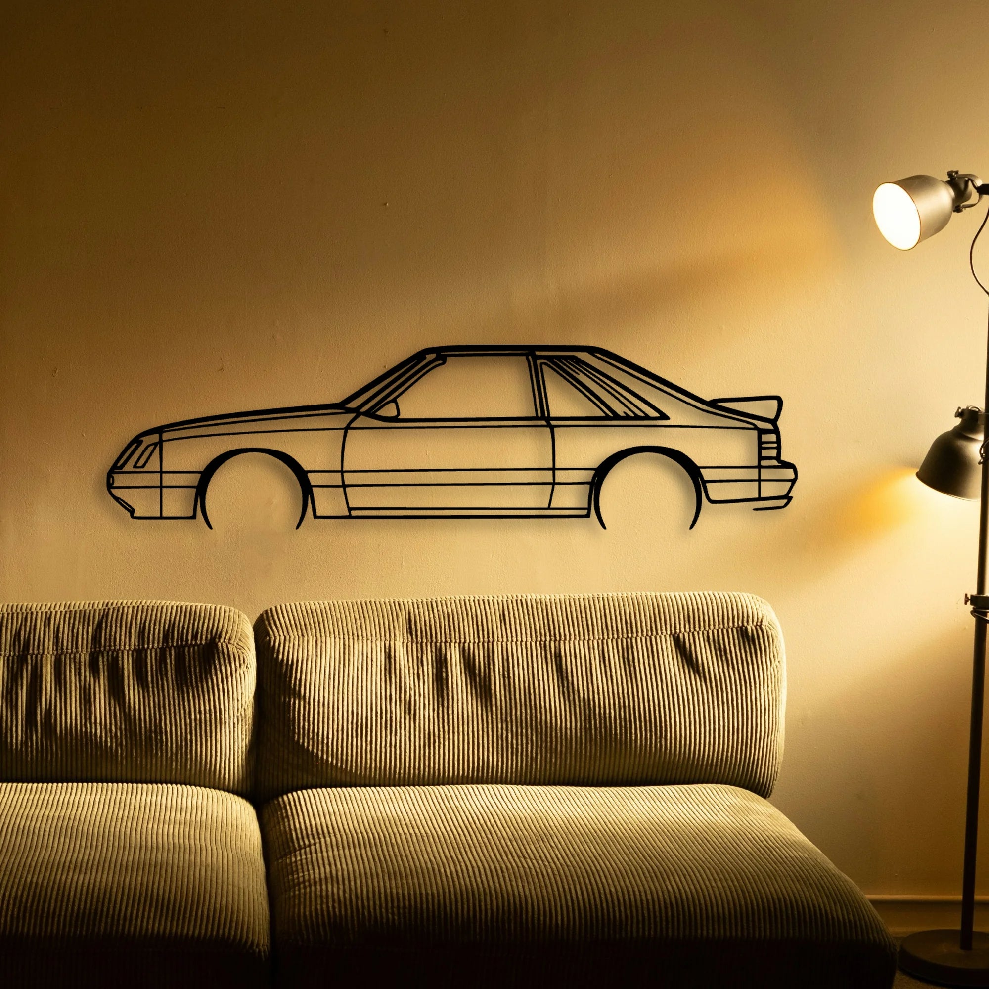 Mustang GT 1985 2 Classic Silhouette Metal Wall Art - Automotive Garage Decor