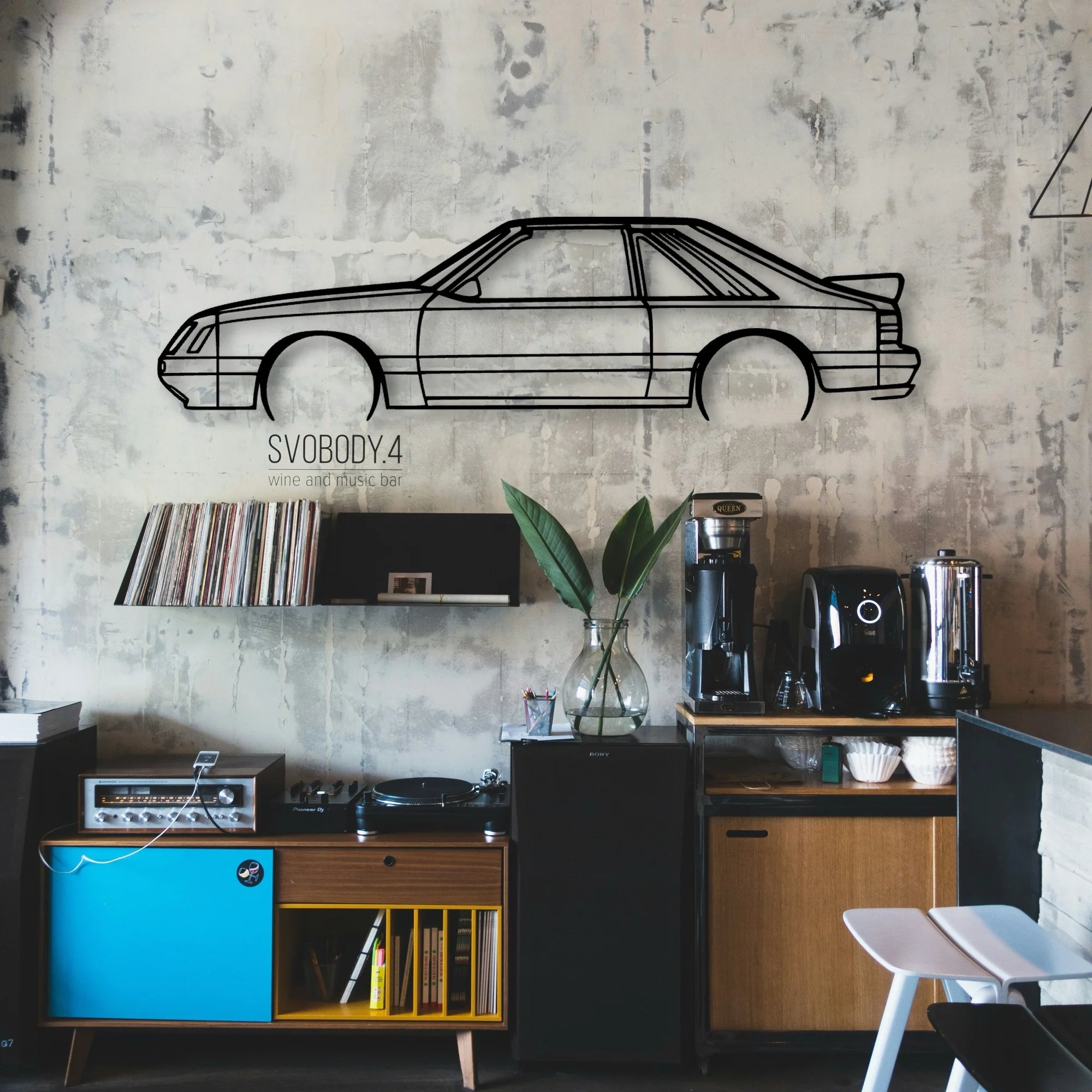 Mustang GT 1985 2 Classic Silhouette Metal Wall Art - Automotive Garage Decor