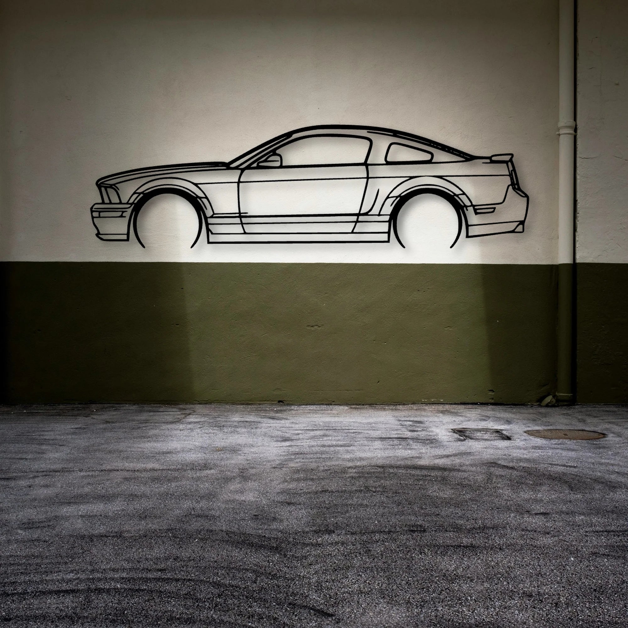 Mustang GT 2005 Classic Silhouette Metal Wall Art - Automotive Garage Decor