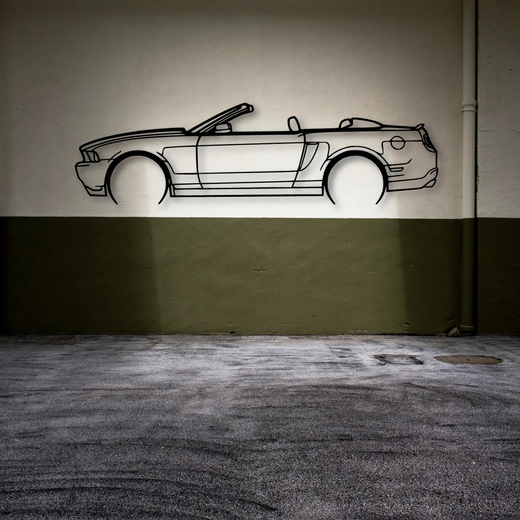Mustang GT 2010 Cabrio Classic Silhouette Metal Wall Art - Automotive Garage Decor