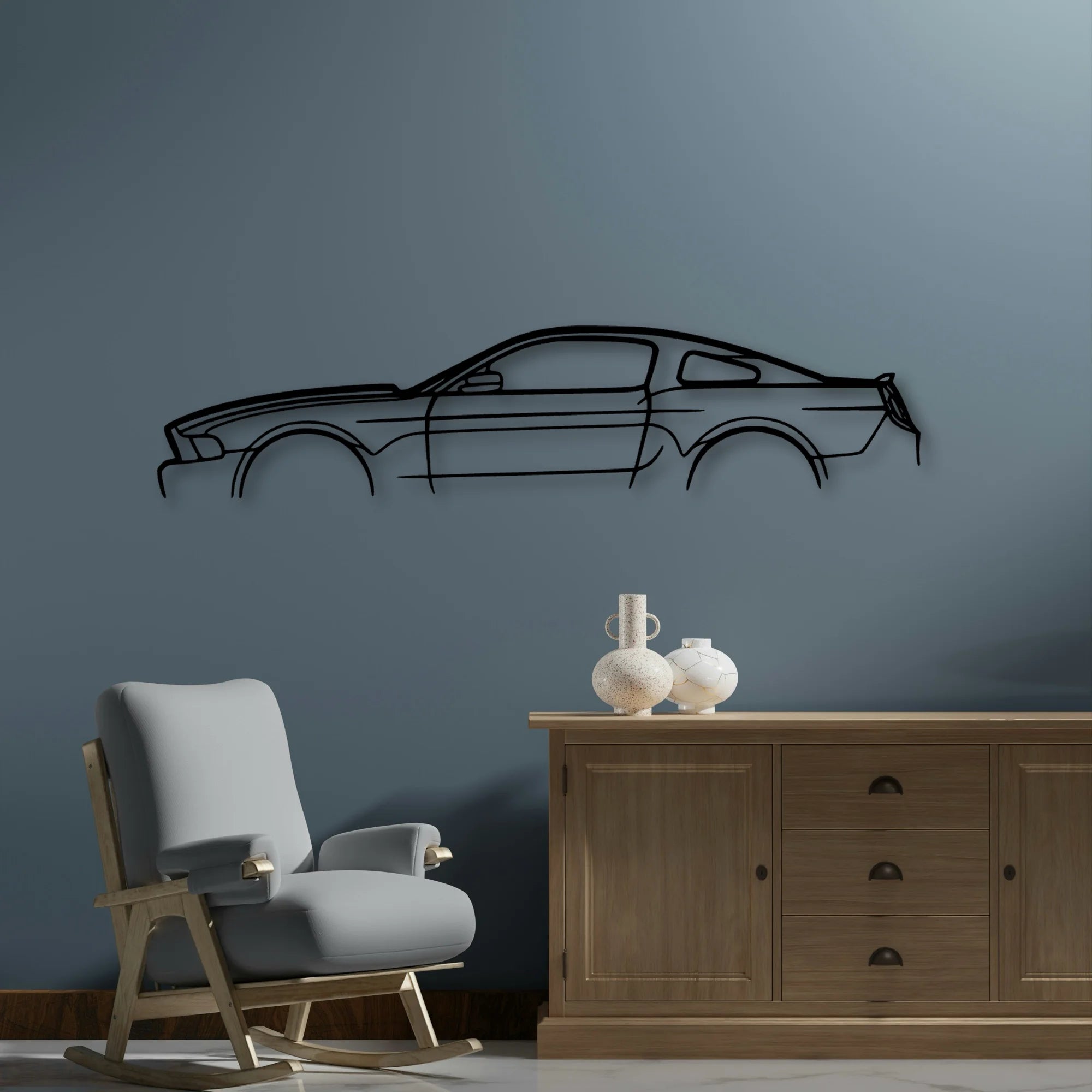 Mustang GT 2012 Classic Silhouette Metal Wall Art - Automotive Garage Decor