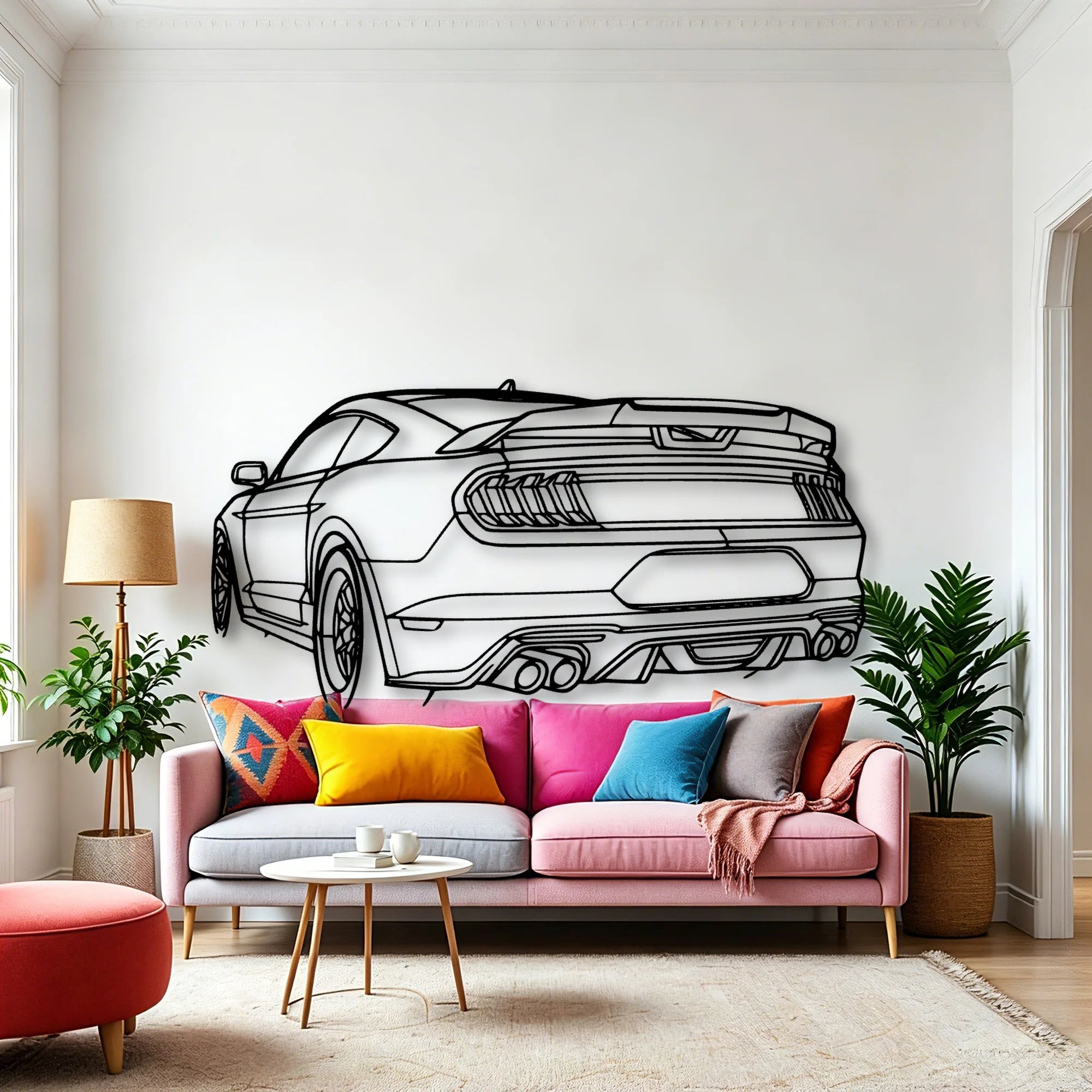 Mustang GT 2020 Angle Classic Silhouette Metal Wall Art - Automotive Garage Decor