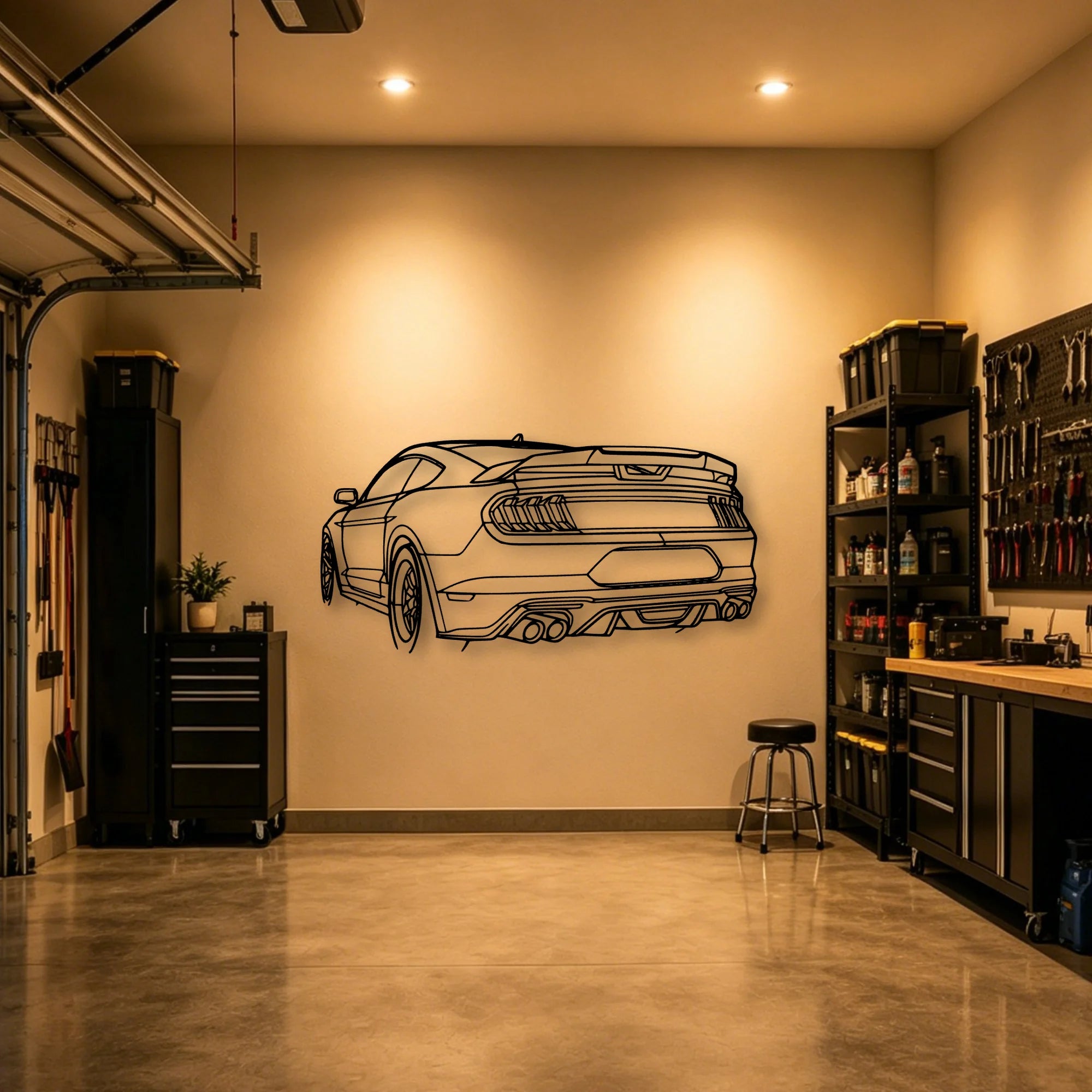 Mustang GT 2020 Angle Classic Silhouette Metal Wall Art - Automotive Garage Decor