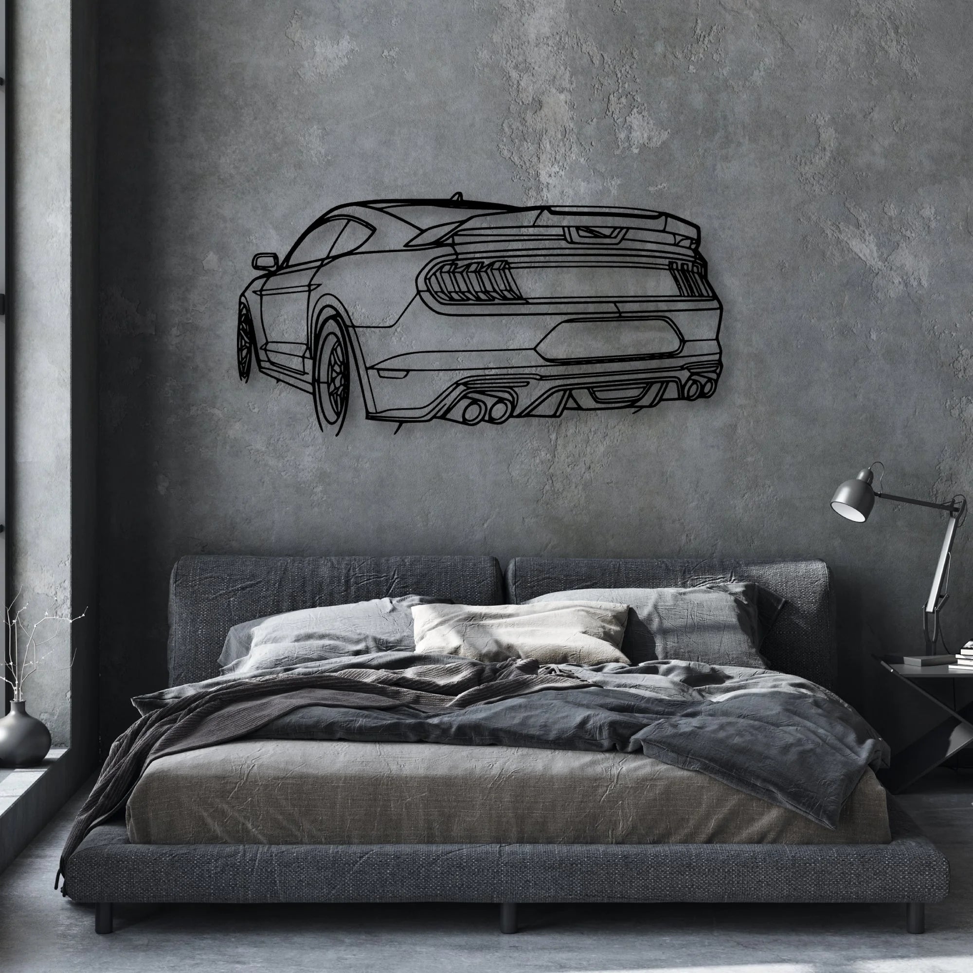 Mustang GT 2020 Angle Classic Silhouette Metal Wall Art - Automotive Garage Decor