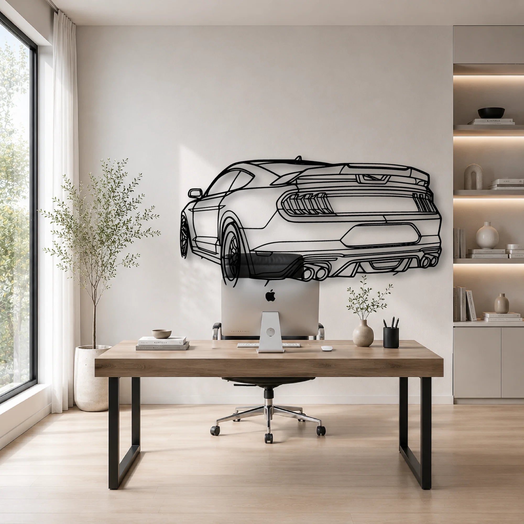 Mustang GT 2020 Angle Classic Silhouette Metal Wall Art - Automotive Garage Decor
