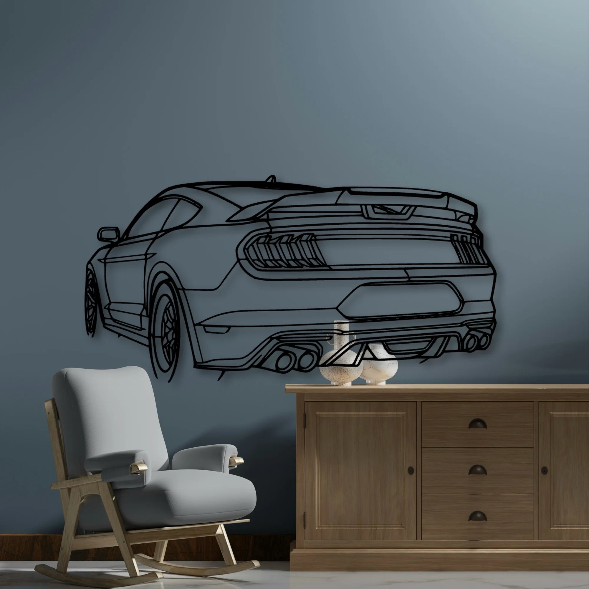 Mustang GT 2020 Angle Classic Silhouette Metal Wall Art - Automotive Garage Decor