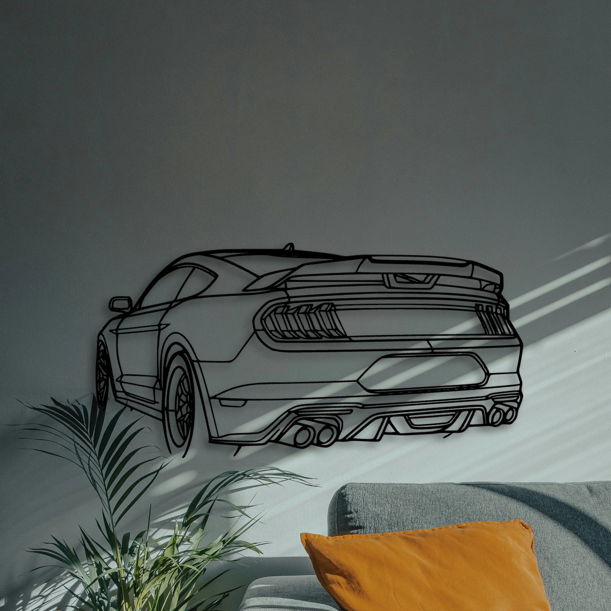 Mustang GT 2020 Angle Classic Silhouette Metal Wall Art - Automotive Garage Decor