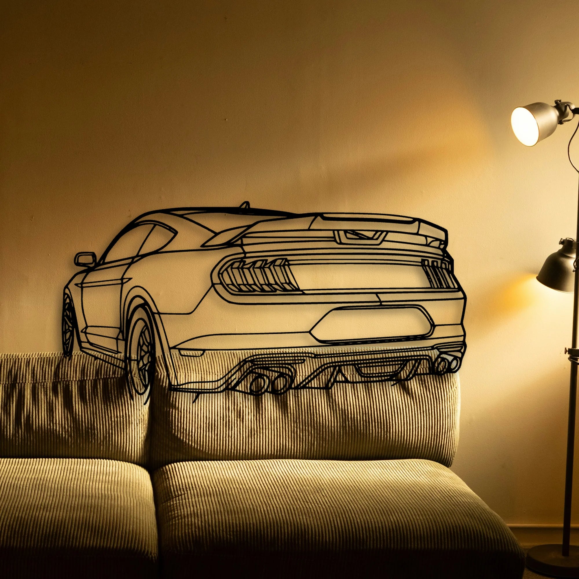 Mustang GT 2020 Angle Classic Silhouette Metal Wall Art - Automotive Garage Decor