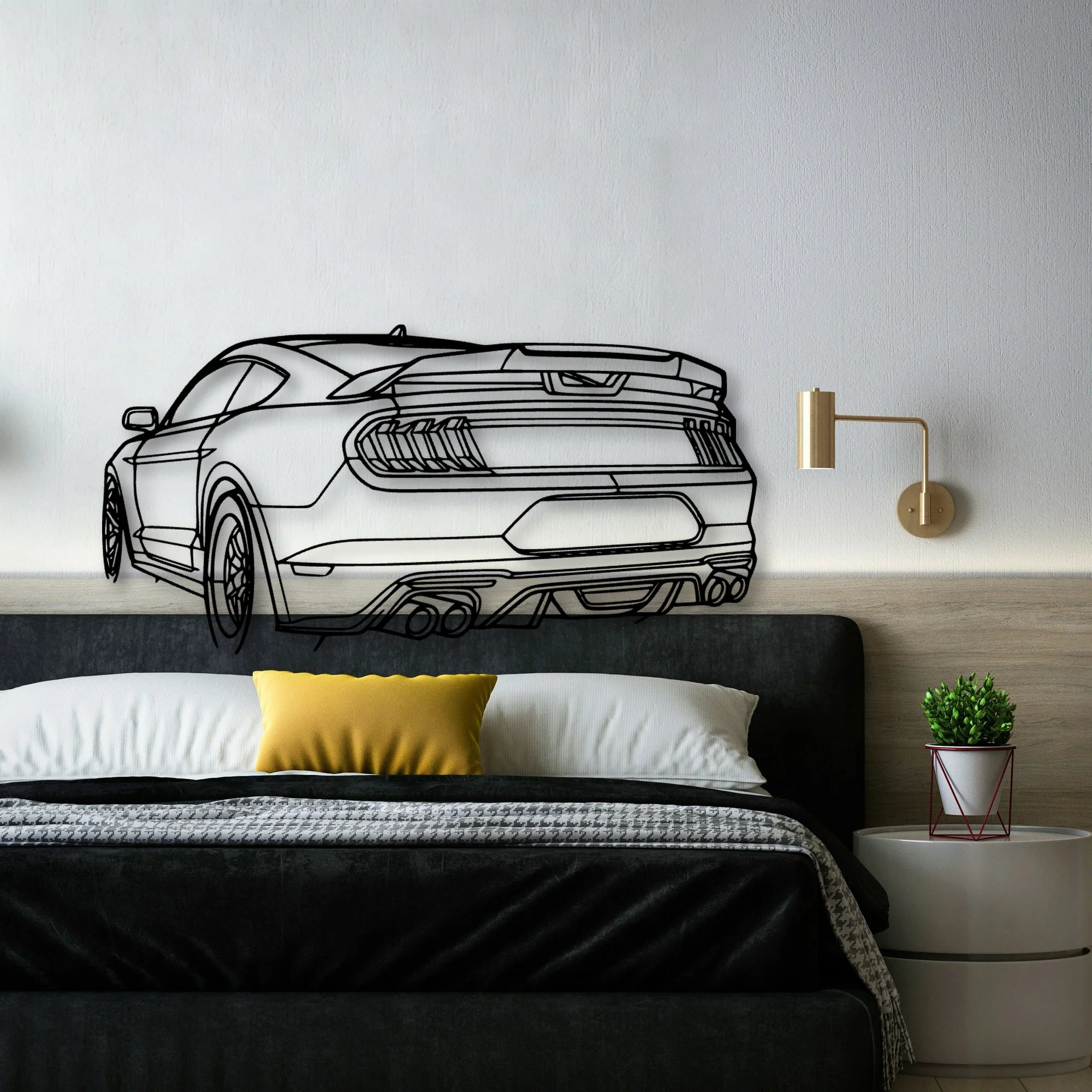 Mustang GT 2020 Angle Classic Silhouette Metal Wall Art - Automotive Garage Decor