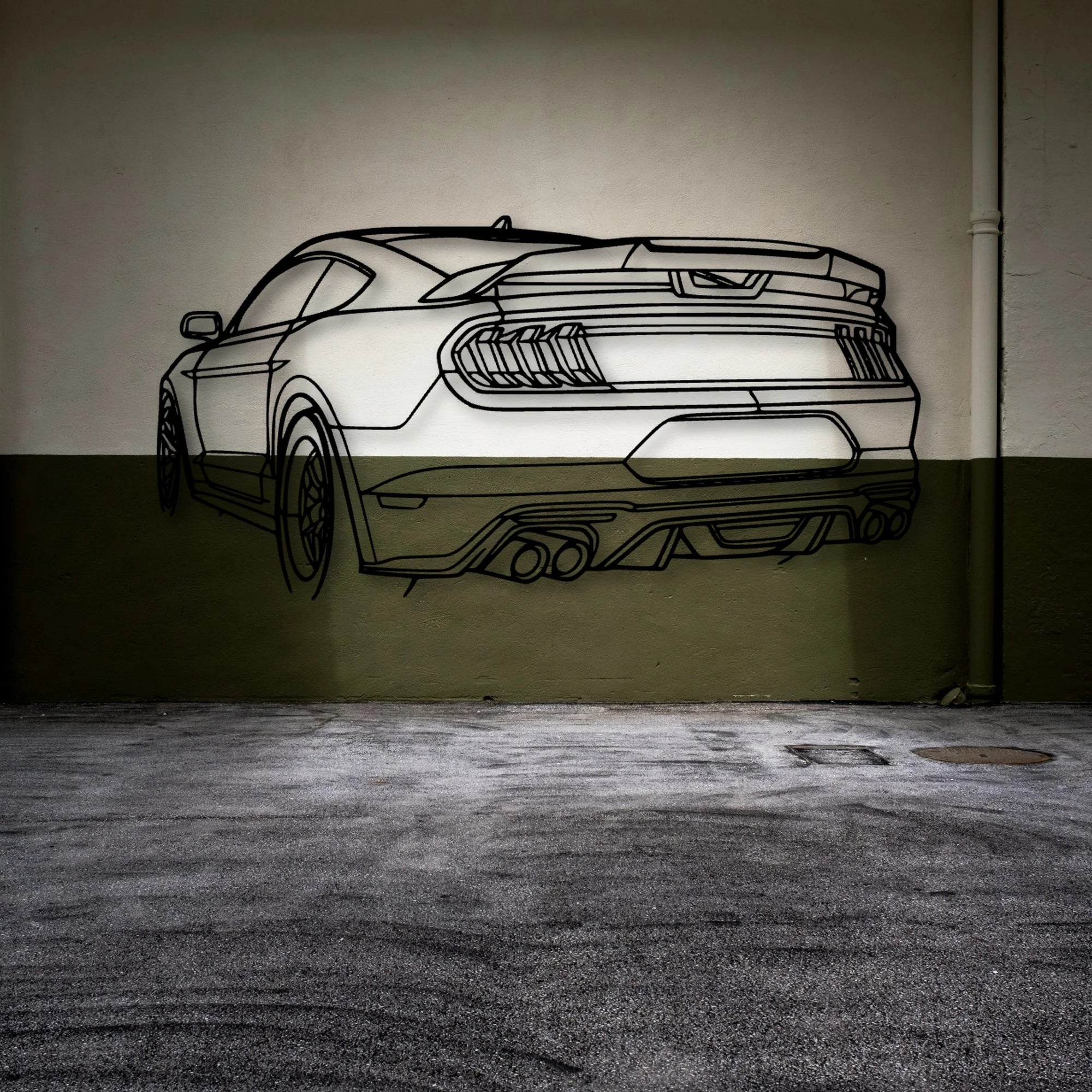 Mustang GT 2020 Angle Classic Silhouette Metal Wall Art - Automotive Garage Decor