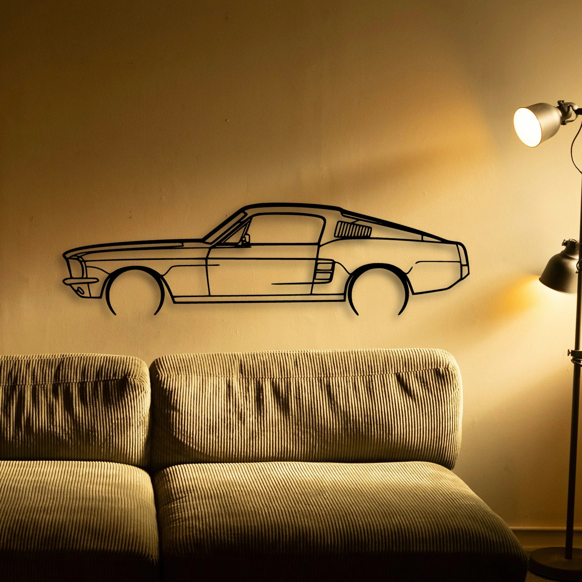 Mustang GT Fastback 390s 2 Classic Silhouette Metal Wall Art - Automotive Garage Decor