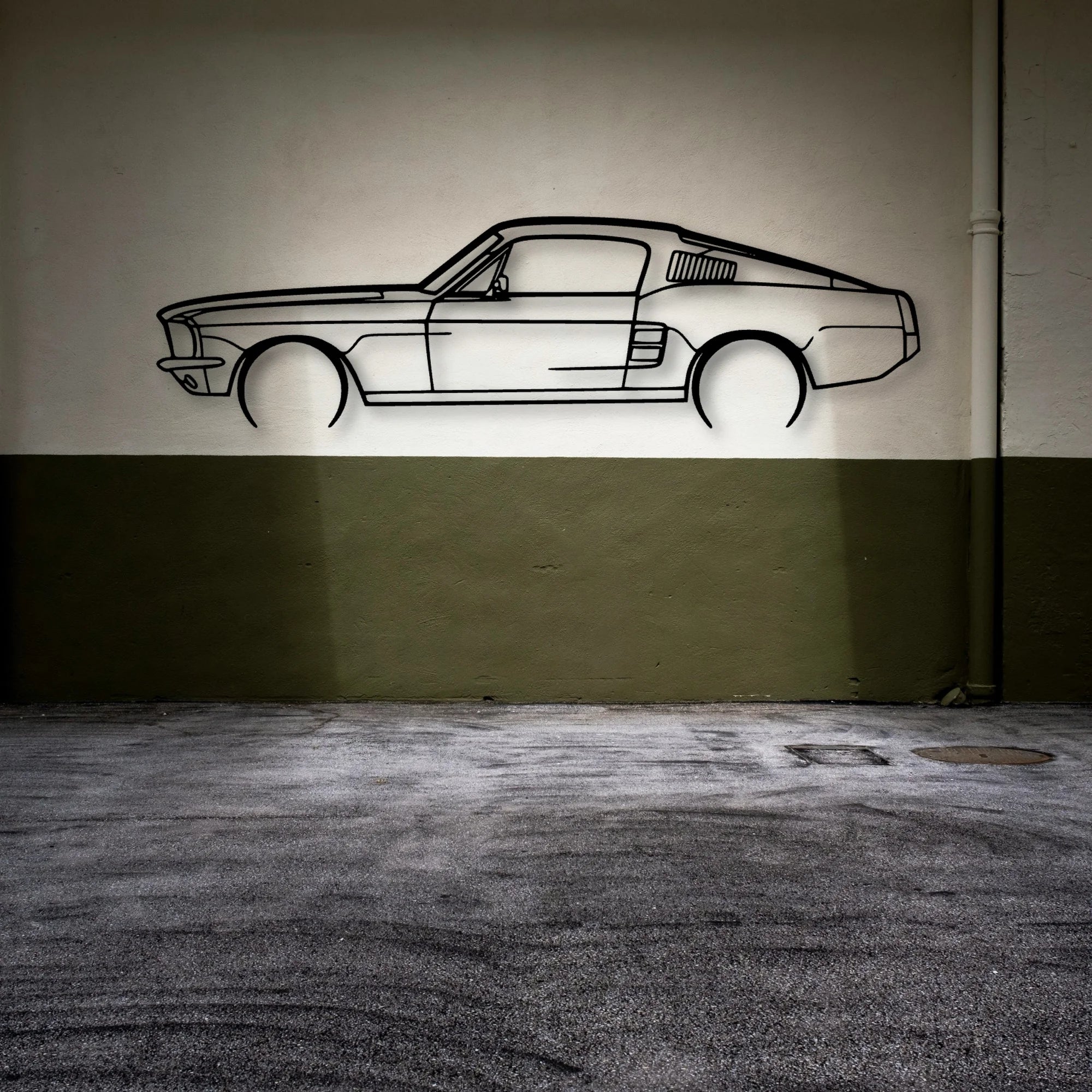 Mustang GT Fastback 390s 2 Classic Silhouette Metal Wall Art - Automotive Garage Decor