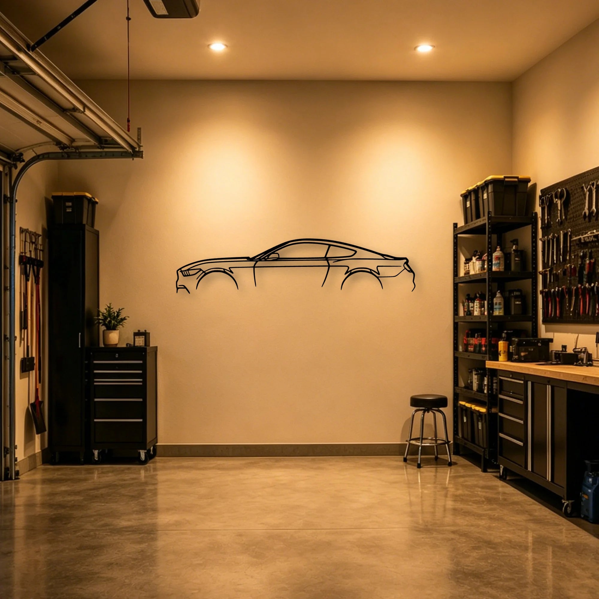 Mustang GT S550 Classic Silhouette Metal Wall Art - Automotive Garage Decor