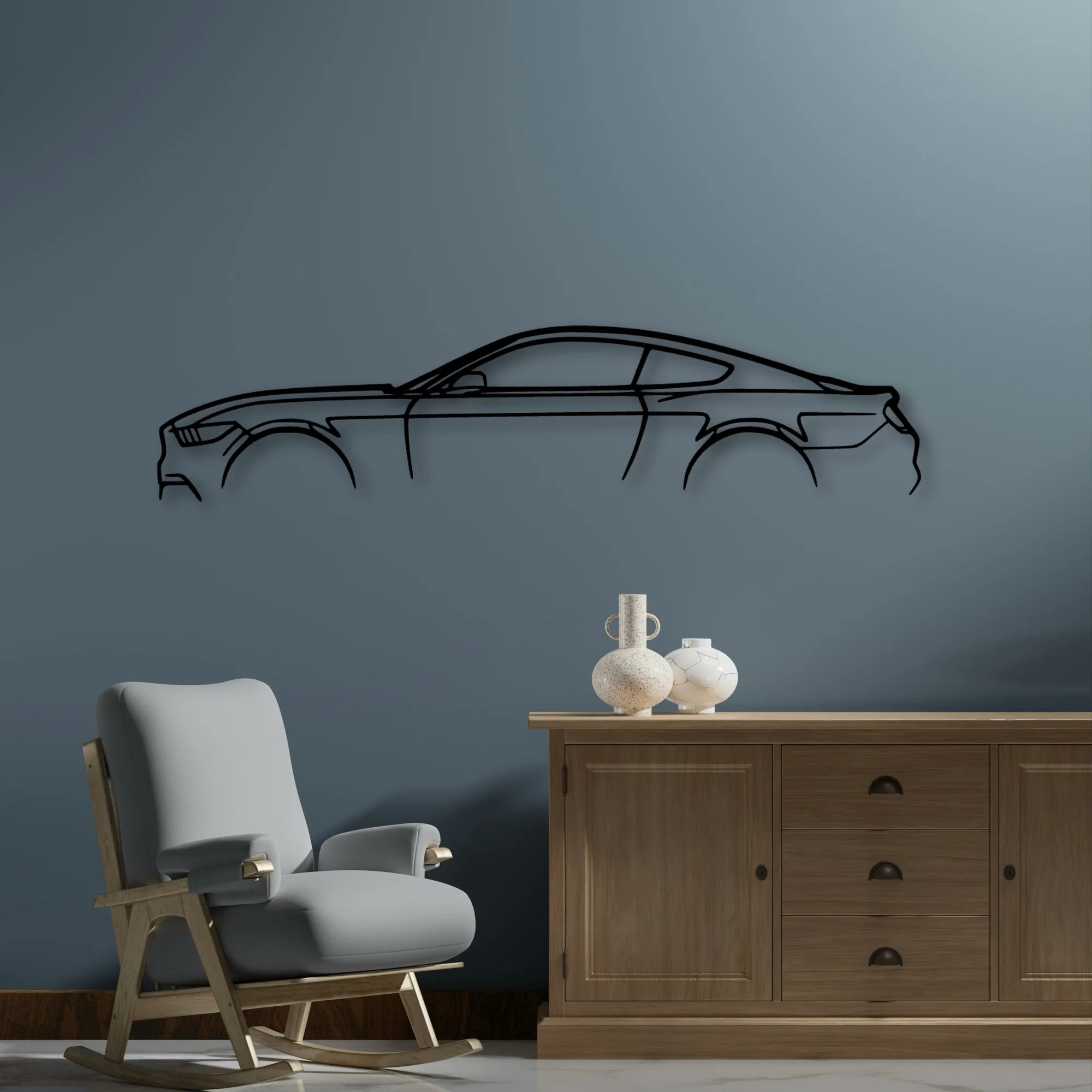 Mustang GT S550 Classic Silhouette Metal Wall Art - Automotive Garage Decor