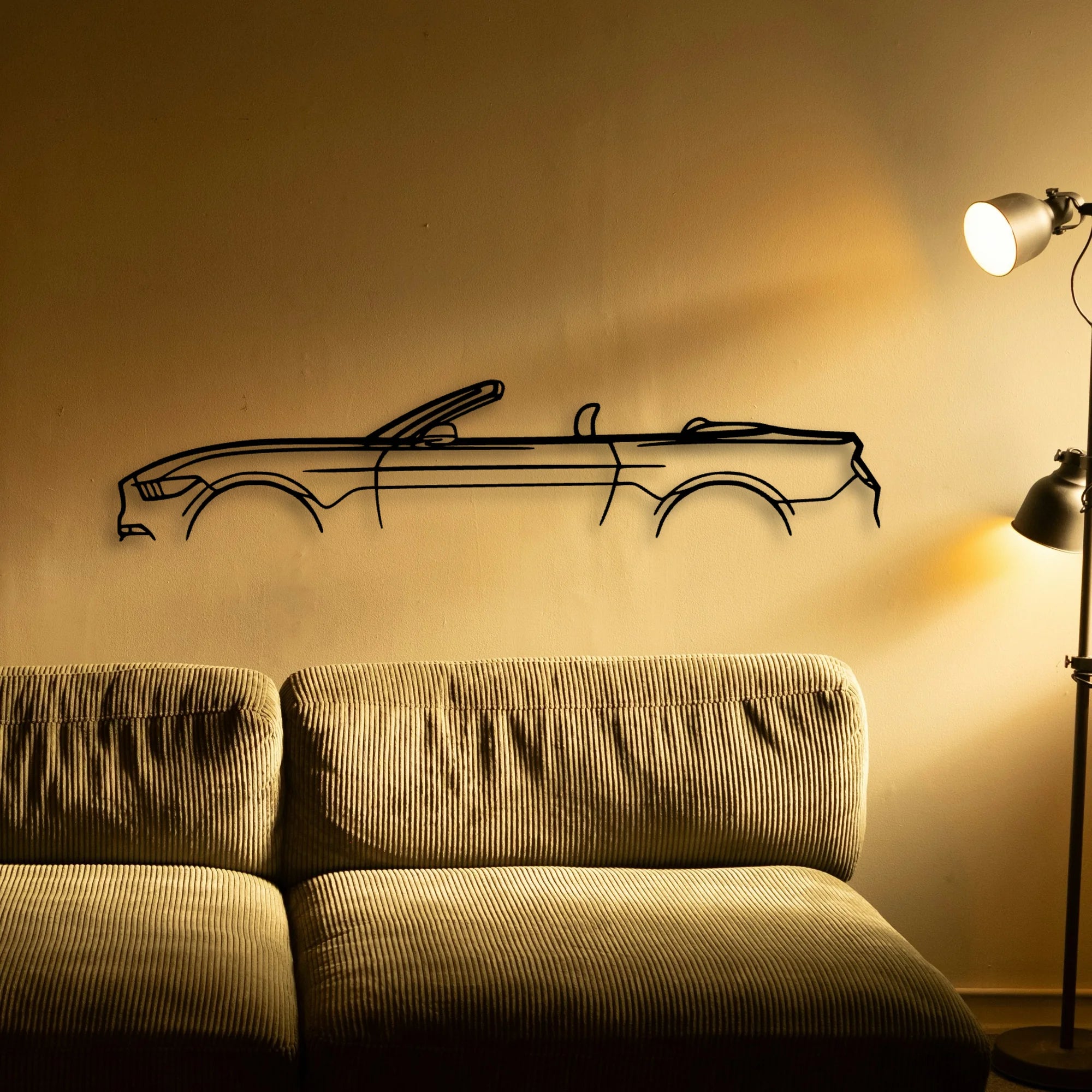 Mustang GT S550 Convertible Classic Silhouette Metal Wall Art - Automotive Garage Decor