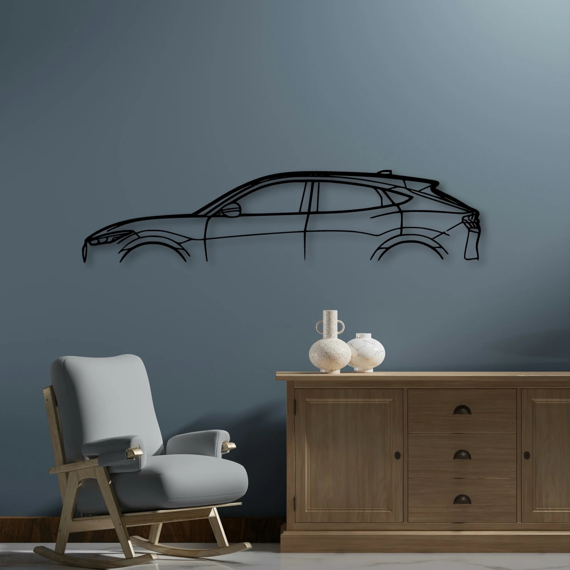 Mustang Mach E 2021 Classic Silhouette Metal Wall Art - Automotive Garage Decor
