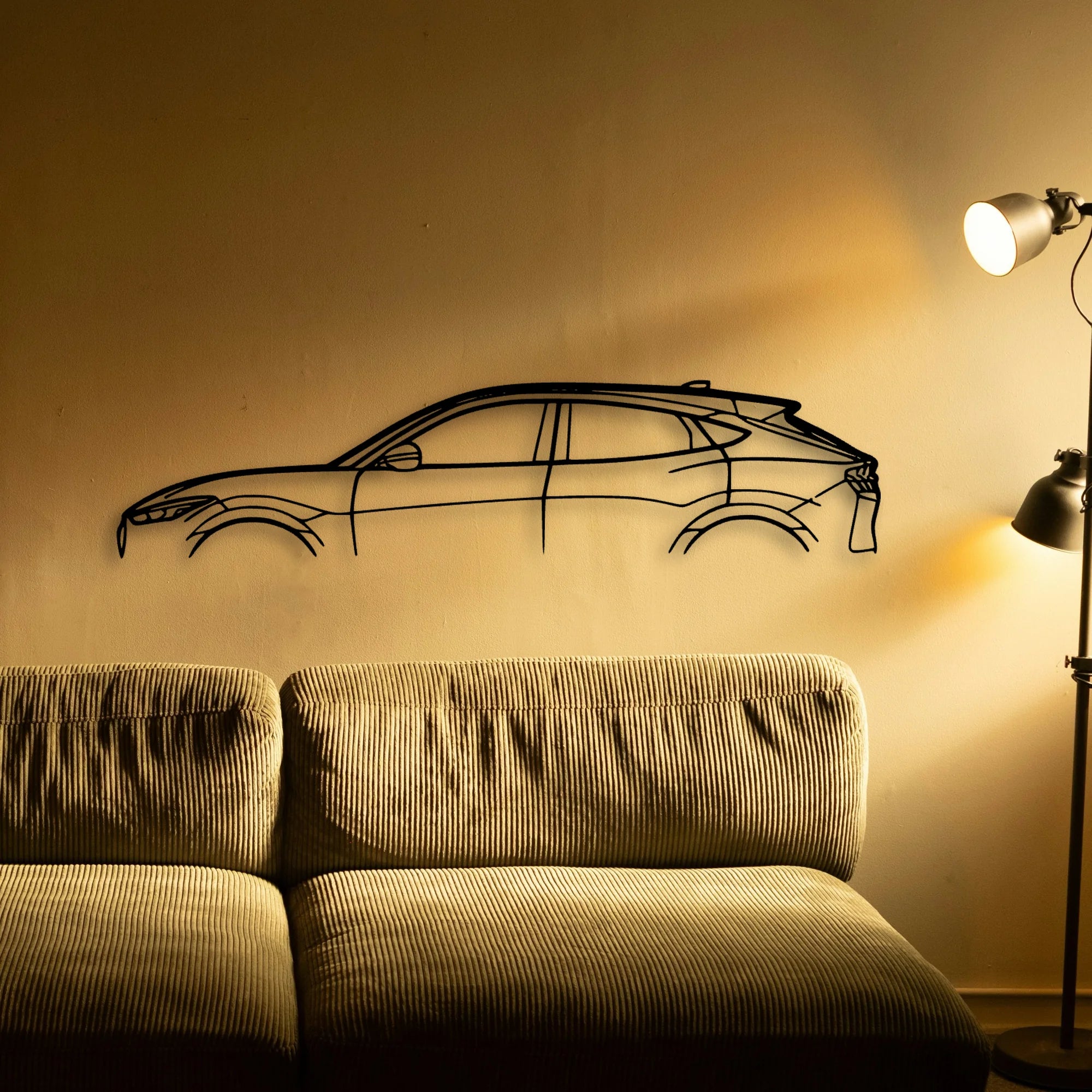 Mustang Mach E 2021 Classic Silhouette Metal Wall Art - Automotive Garage Decor
