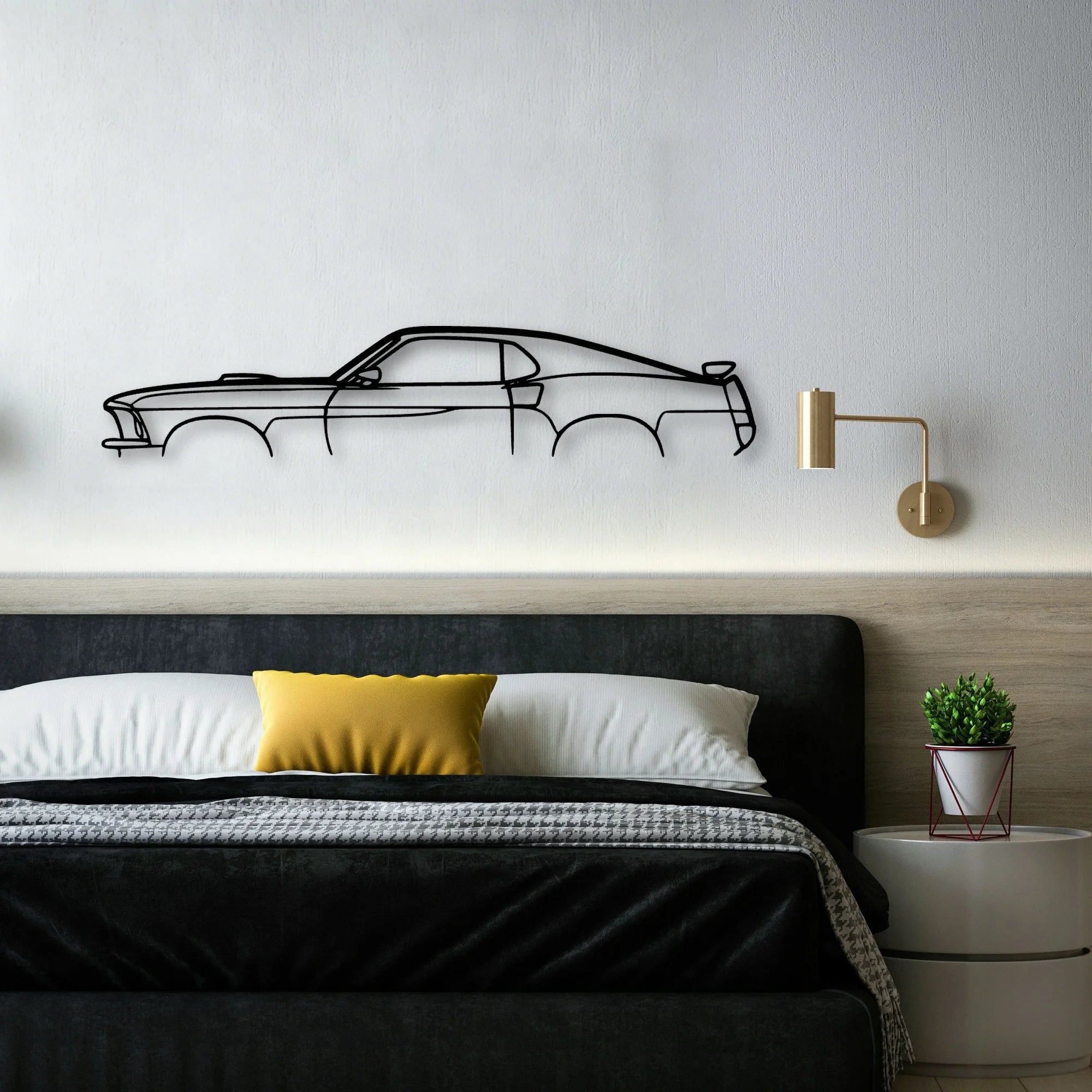 Mustang Mach 1 1969 Classic Silhouette Metal Wall Art - Automotive Garage Decor