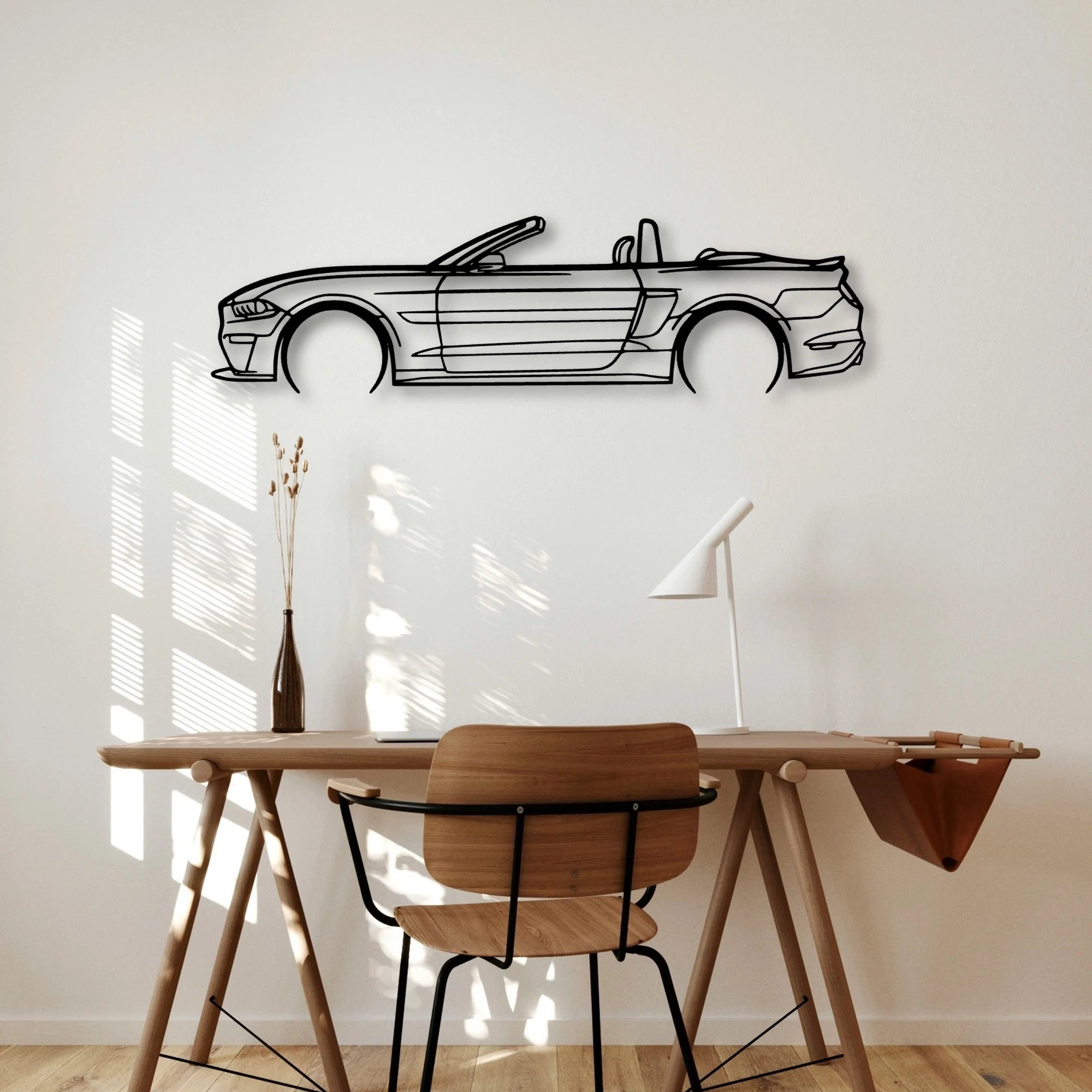 Mustang S550 Convertible 2019 Classic Silhouette Metal Wall Art - Automotive Garage Decor