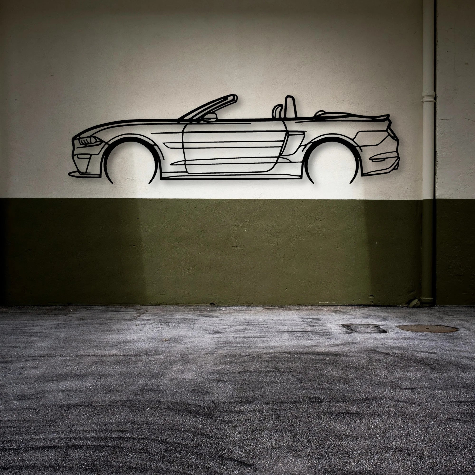 Mustang S550 Convertible 2019 Classic Silhouette Metal Wall Art - Automotive Garage Decor
