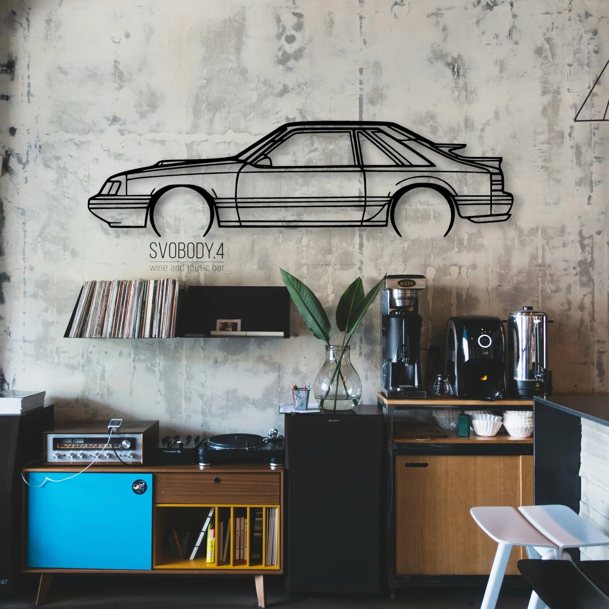 Mustang SVO 1986 Classic Silhouette Metal Wall Art - Automotive Garage Decor