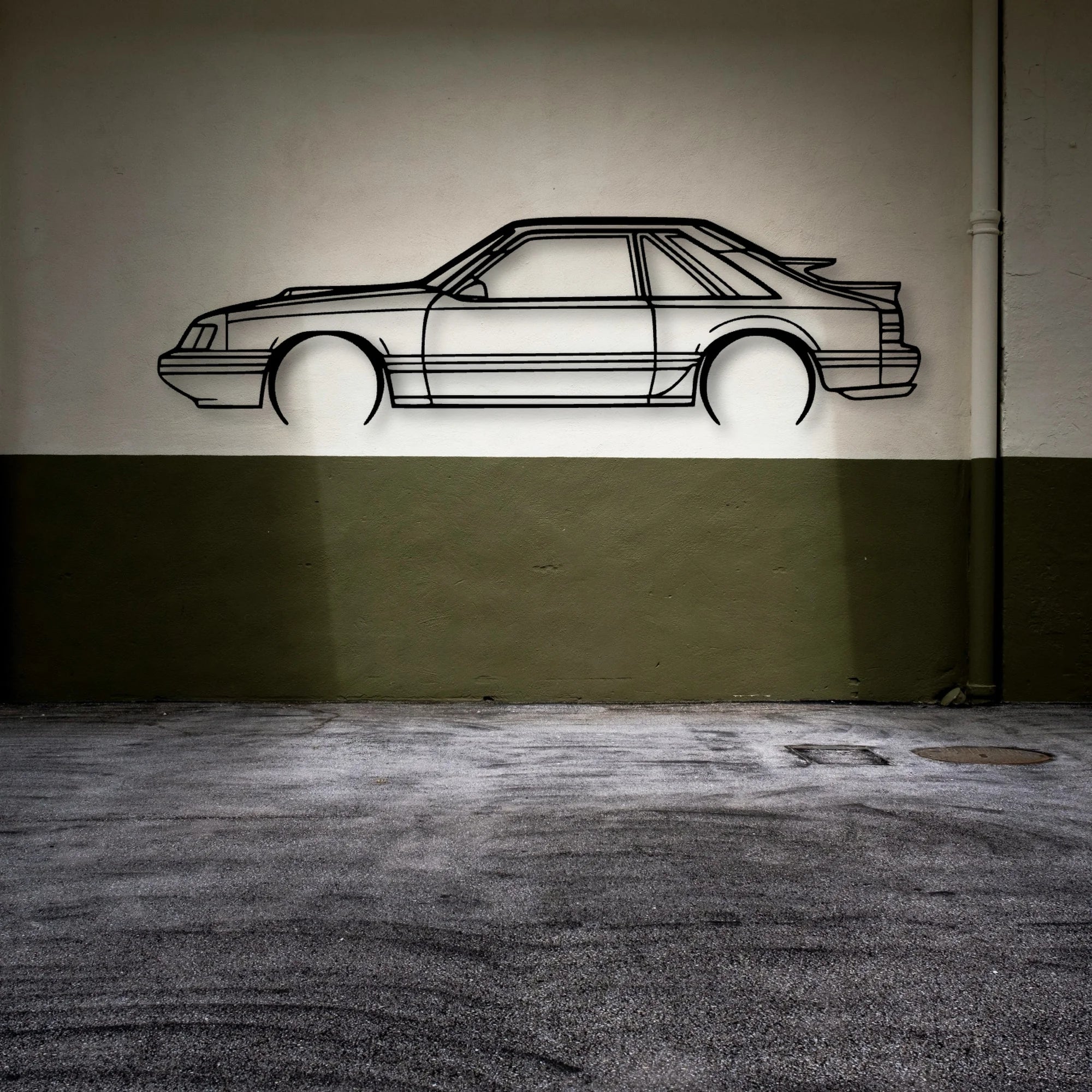Mustang SVO 1986 Classic Silhouette Metal Wall Art - Automotive Garage Decor