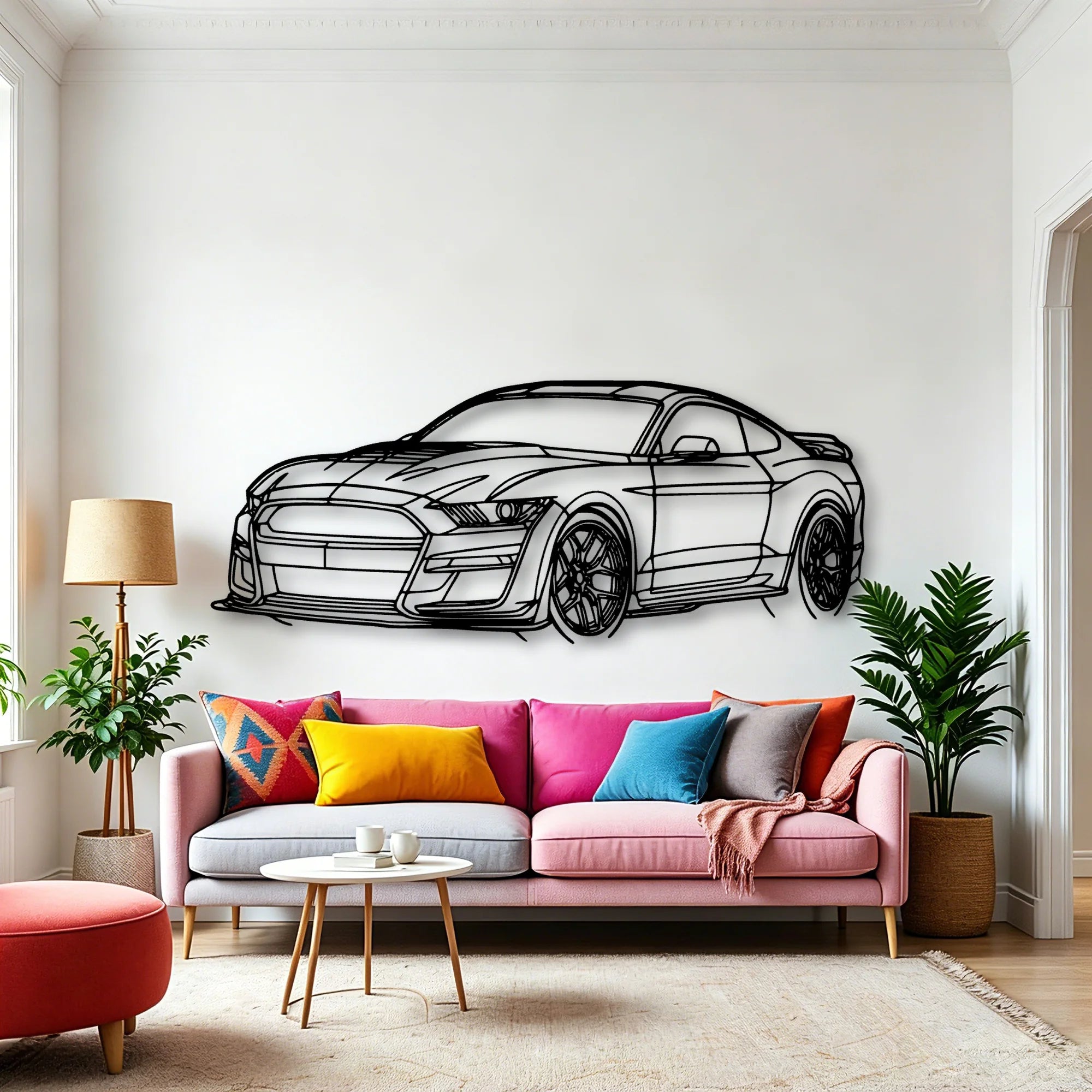 Mustang Shelby GT500 2021 Angle Classic Silhouette Metal Wall Art - Automotive Garage Decor