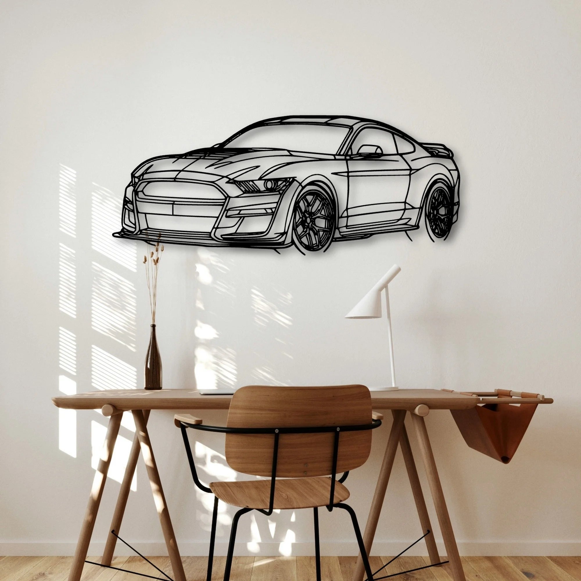 Mustang Shelby GT500 2021 Angle Classic Silhouette Metal Wall Art - Automotive Garage Decor