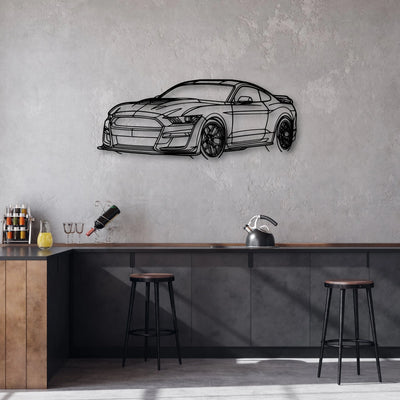 Mustang Shelby GT500 2021 Angle Classic Silhouette Metal Wall Art - Automotive Garage Decor
