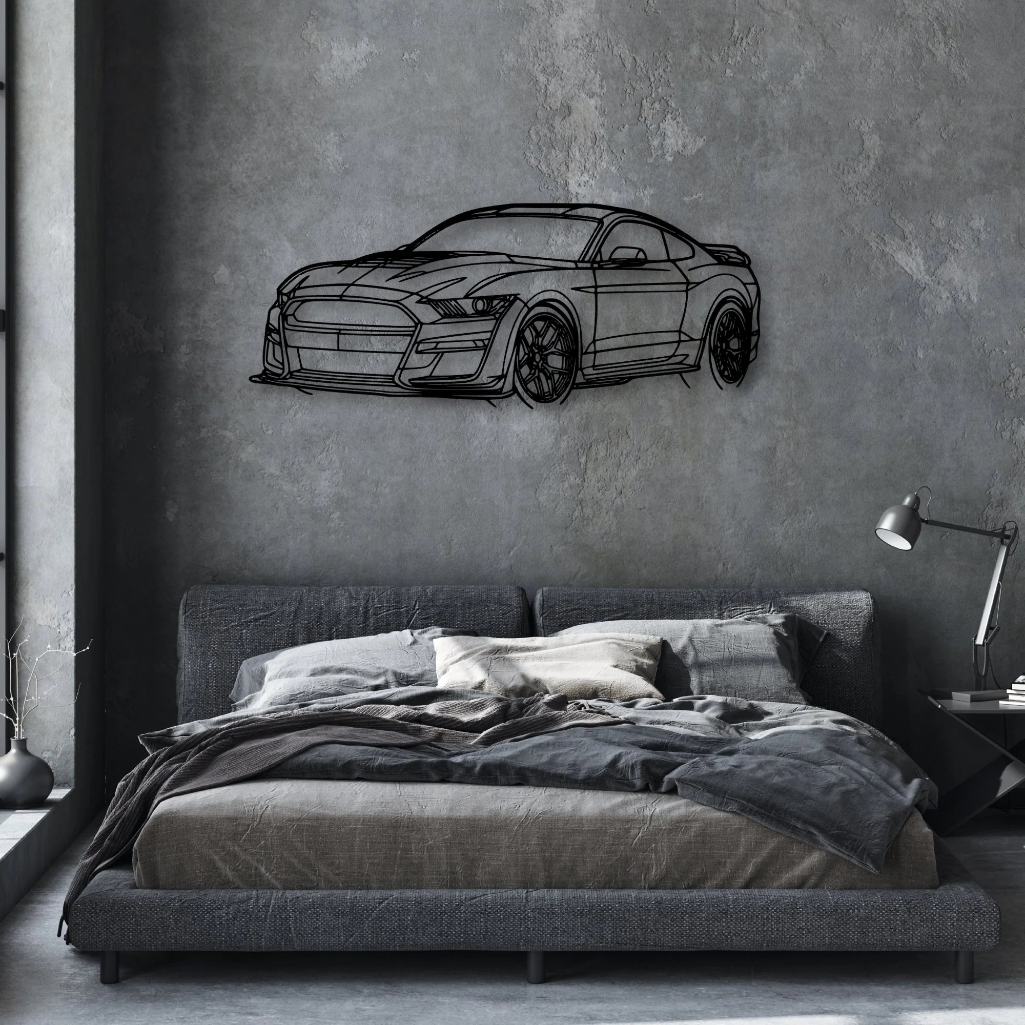 Mustang Shelby GT500 2021 Angle Classic Silhouette Metal Wall Art - Automotive Garage Decor
