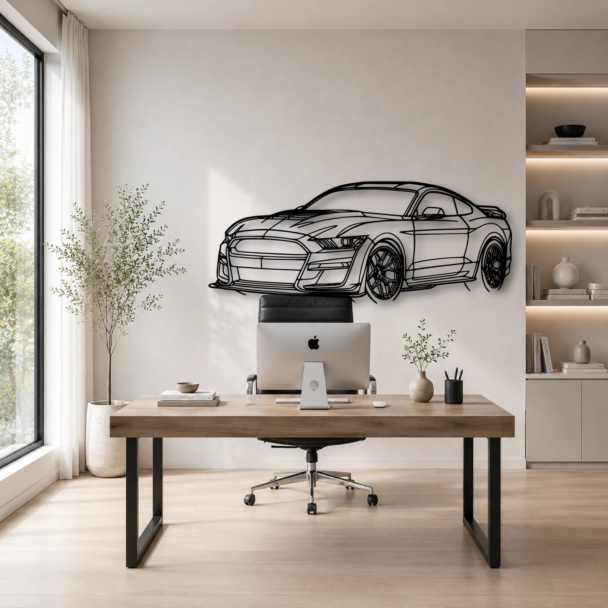 Mustang Shelby GT500 2021 Angle Classic Silhouette Metal Wall Art - Automotive Garage Decor
