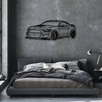 Mustang Shelby GT500 2021 Angle Classic Silhouette Metal Wall Art - Automotive Garage Decor