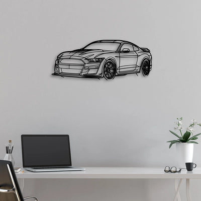 Mustang Shelby GT500 2021 Angle Classic Silhouette Metal Wall Art - Automotive Garage Decor