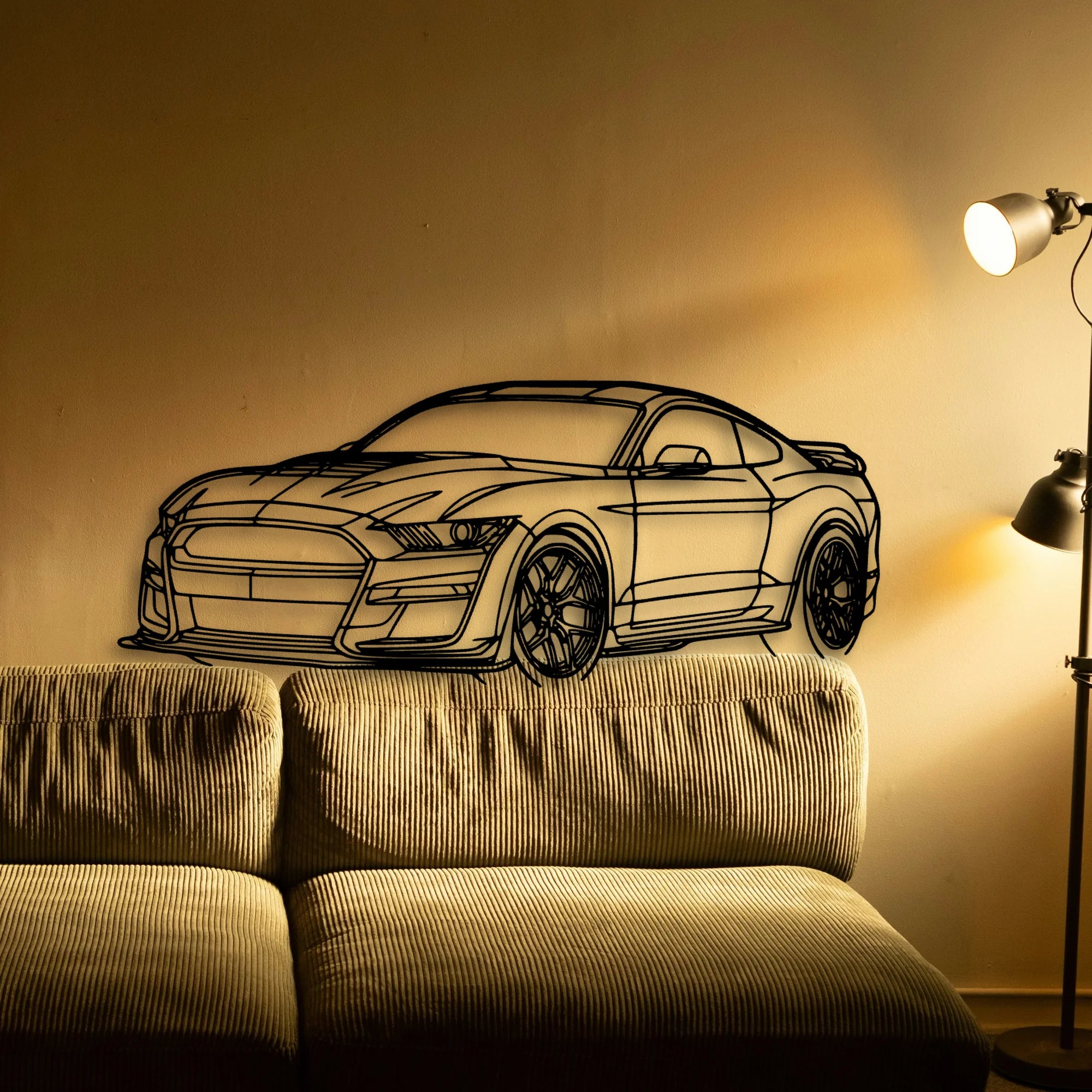 Mustang Shelby GT500 2021 Angle Classic Silhouette Metal Wall Art - Automotive Garage Decor