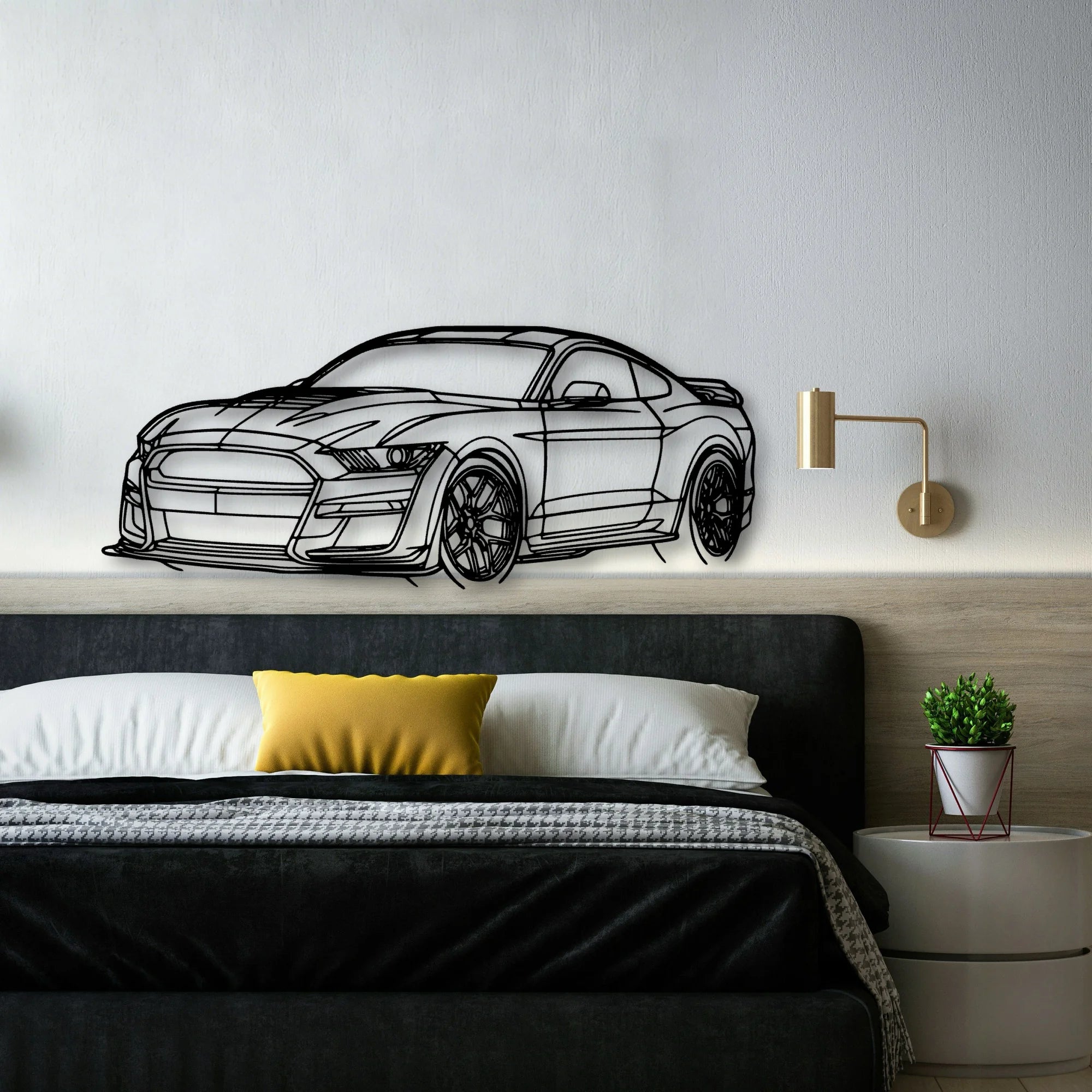 Mustang Shelby GT500 2021 Angle Classic Silhouette Metal Wall Art - Automotive Garage Decor