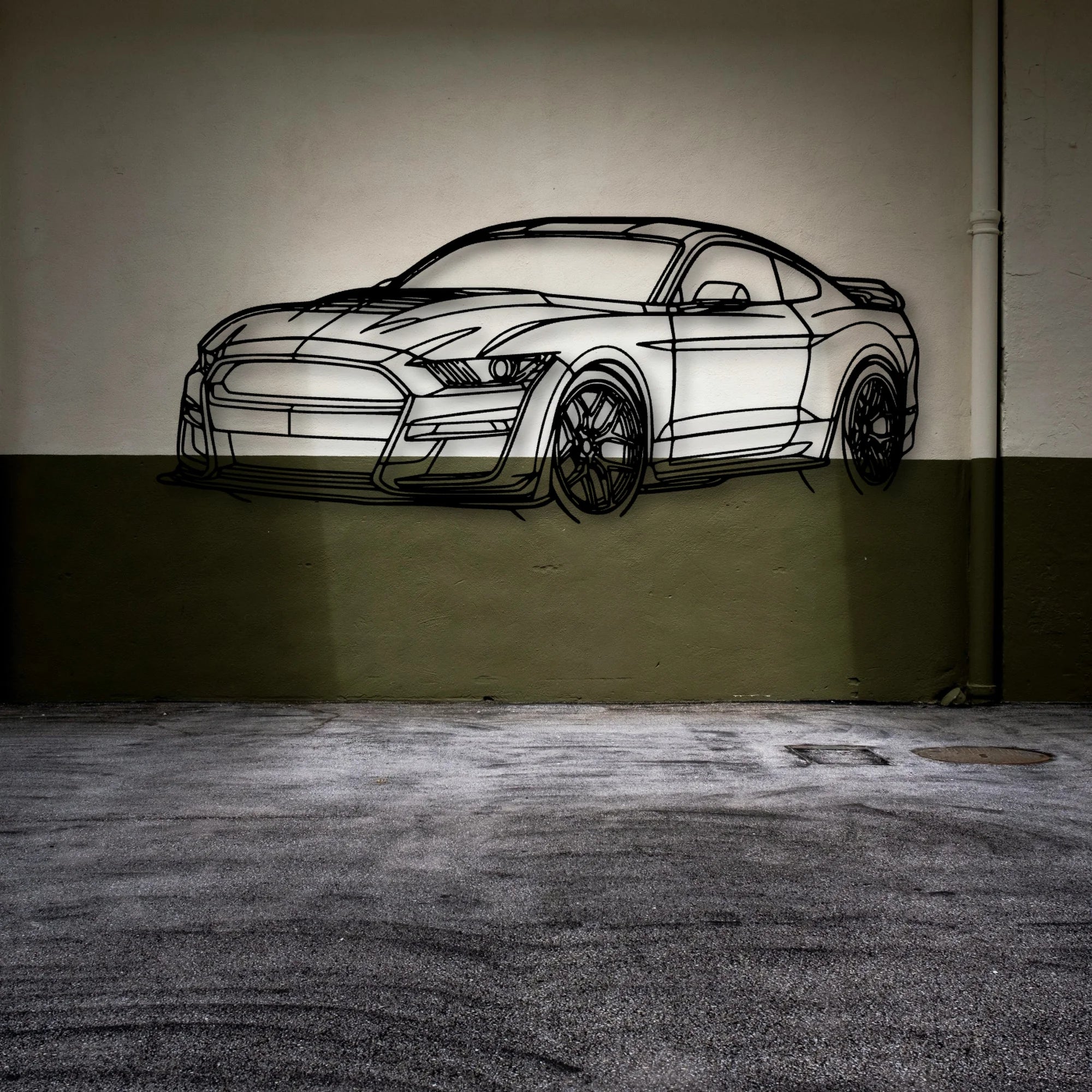Mustang Shelby GT500 2021 Angle Classic Silhouette Metal Wall Art - Automotive Garage Decor