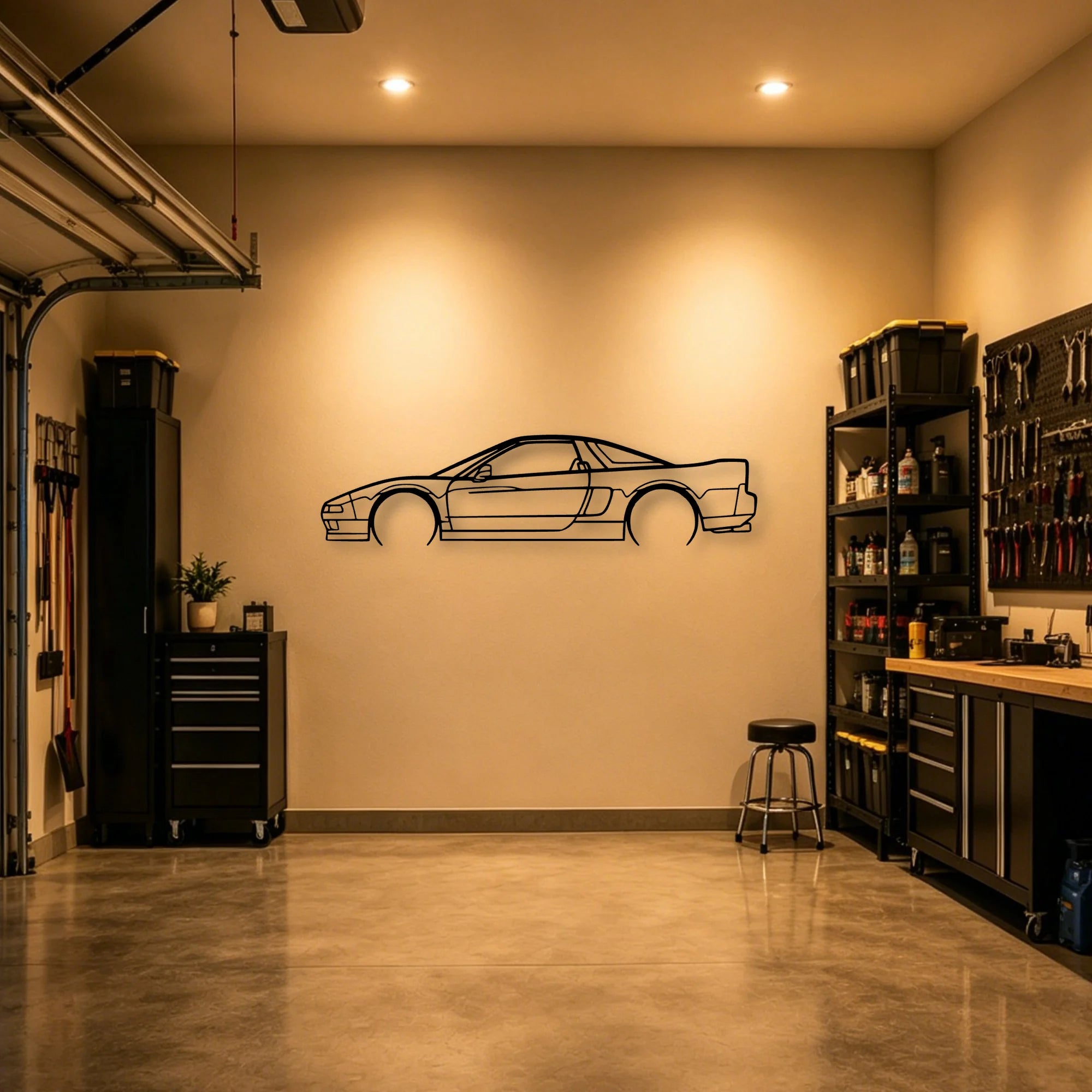 NSX 1991 Classic Silhouette Metal Wall Art - Automotive Garage Decor