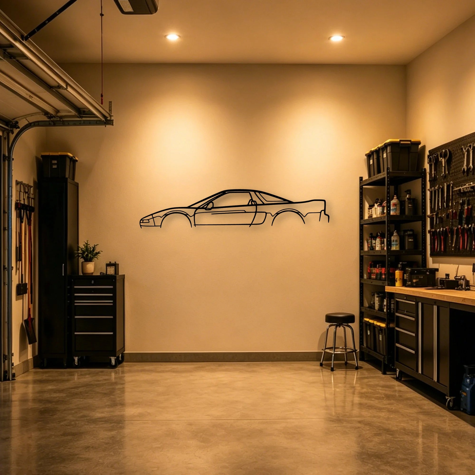 NSX NA1 Classic Silhouette Metal Wall Art - Automotive Garage Decor
