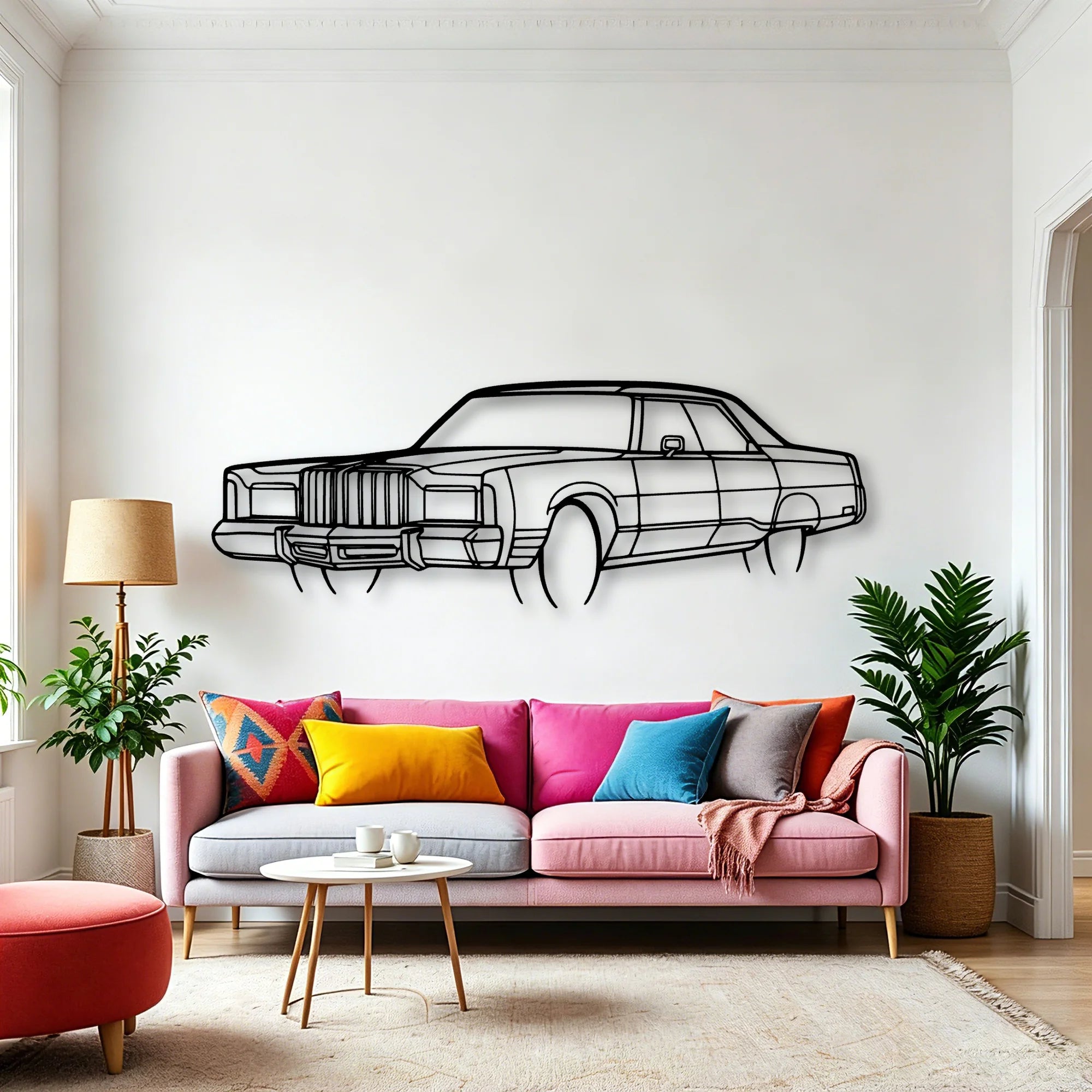 New Yorker 1978 Angle Classic Silhouette Metal Wall Art - Automotive Garage Decor